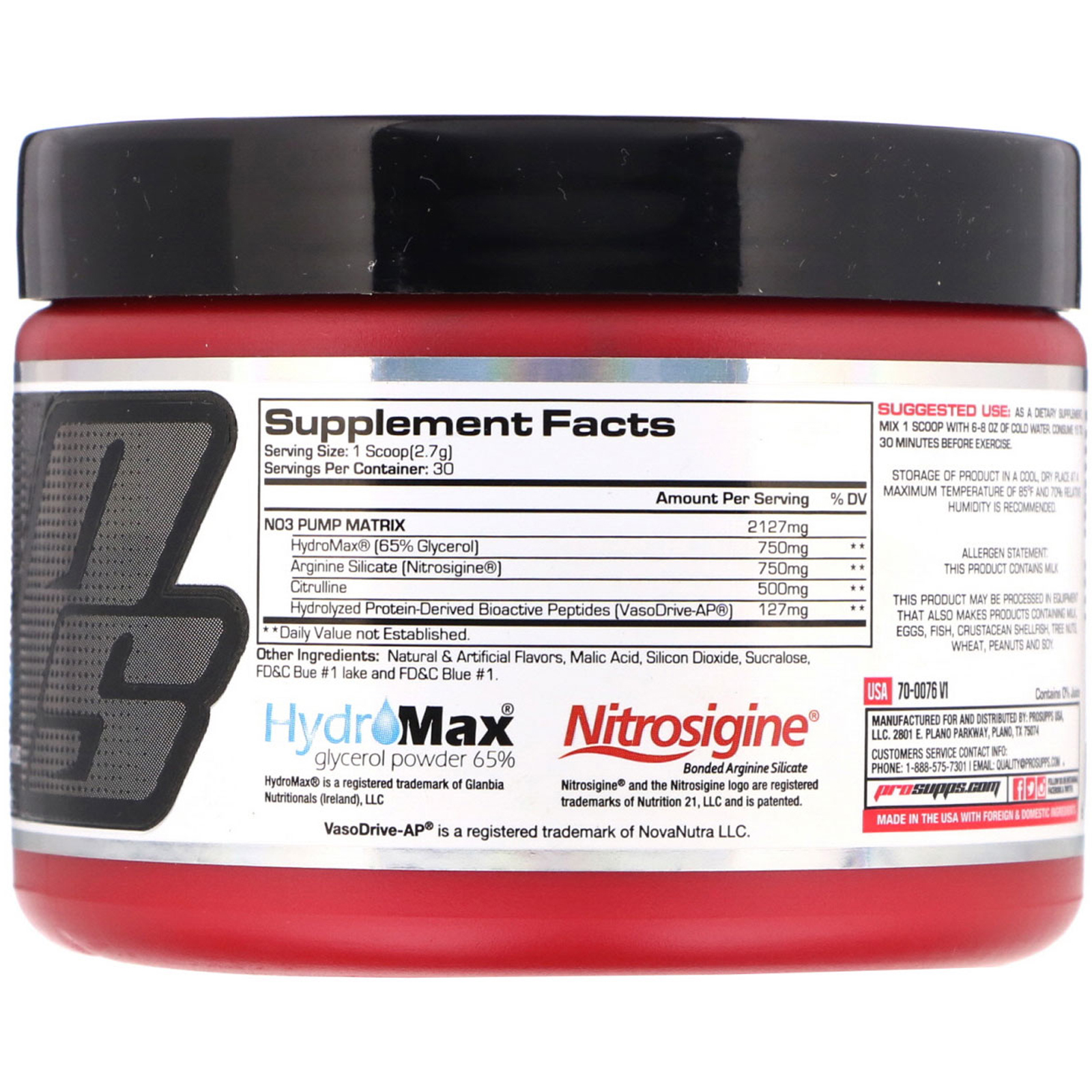 ProSupps, NO3Drive, Amplificador de Óxido Nítrico, Azul Provocante, 2,9 oz (81 g) - Imagem 2