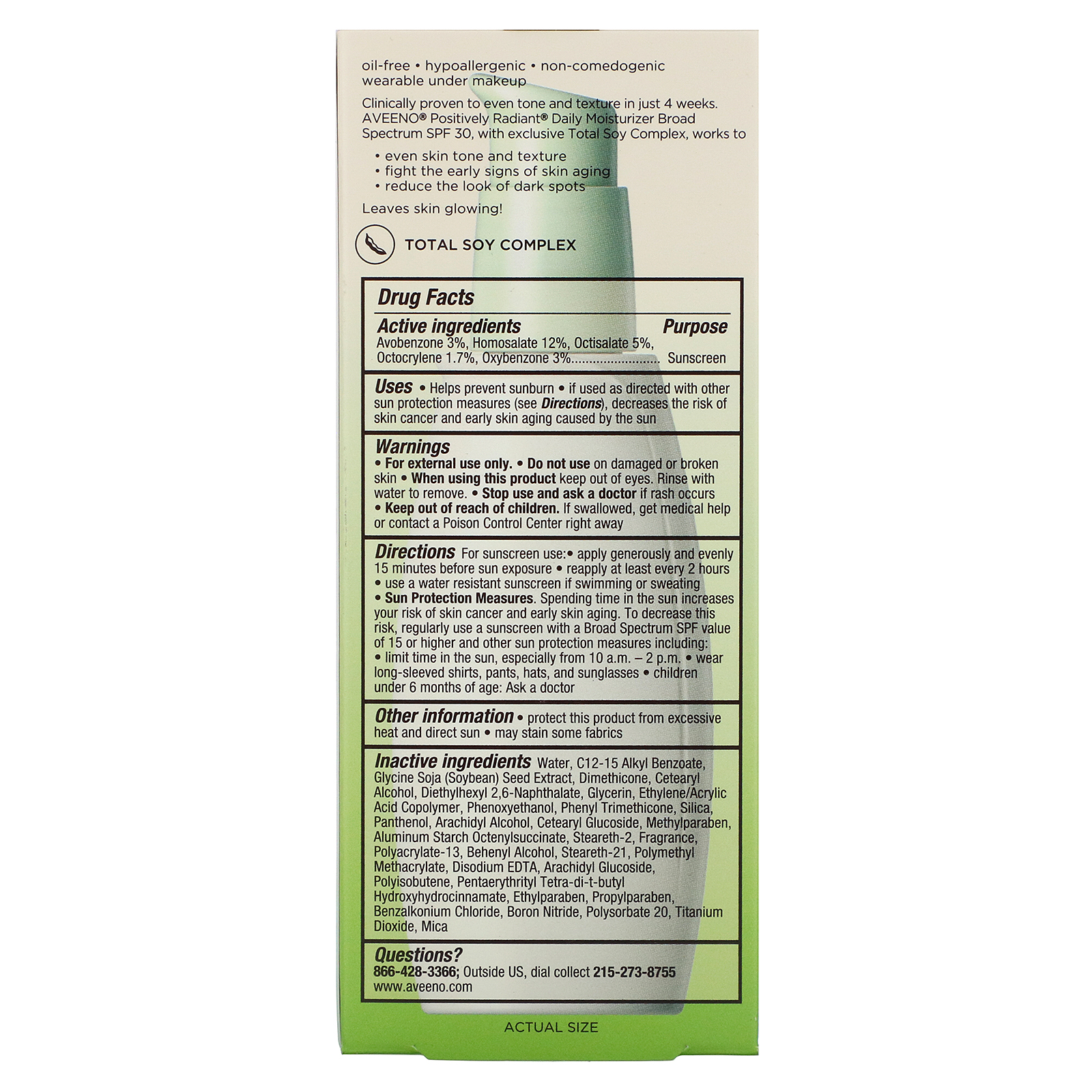 Aveeno, Ativos Naturais, Positivamente Radiante, Hidratante Diário, SPF 30, 2.5 fl oz (75 ml) - Imagem 3