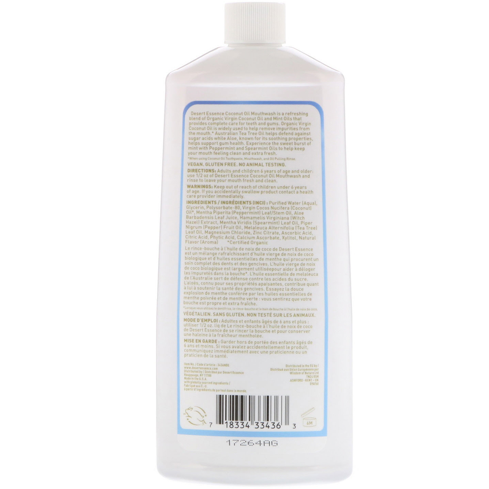 Desert Essence, Colutório com óleo de coco, coco e menta, 16 fl oz (480 ml) - Imagem 2
