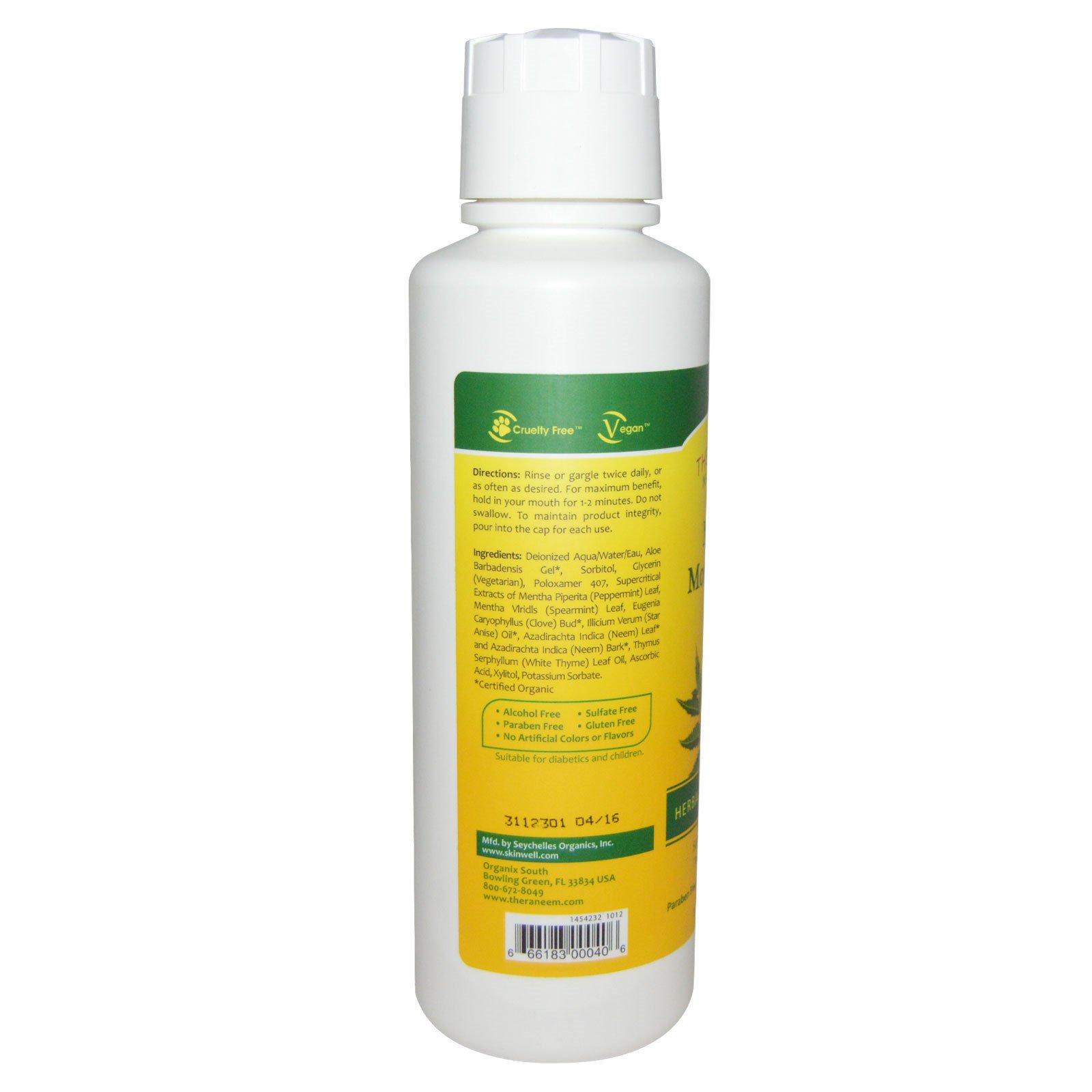 Organix South, Theraneem Naturals, Enxaguante Bucal Nim, Terapia Hortelã Herbal, 480 ml - Imagem 2