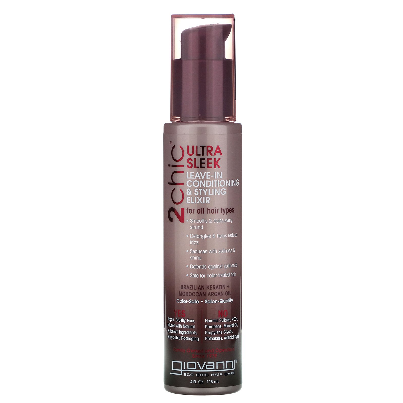 Giovanni, Condicionador e Elixir Ultra Macio, Queratina Brasileira e Óleo de Argan, 4 fl oz (118 ml)