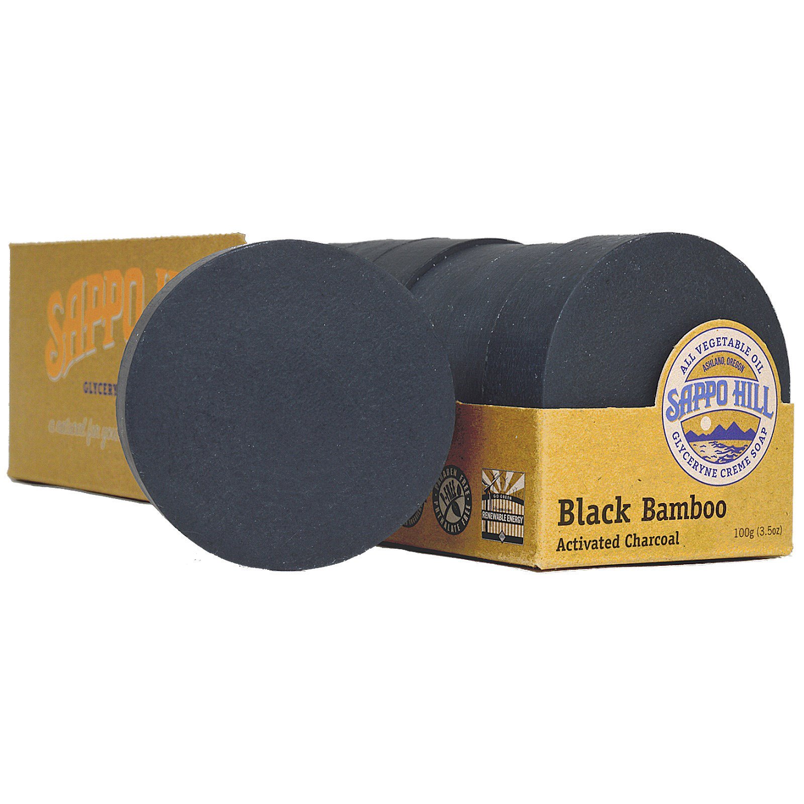Sappo Hill, Sabonete Cremoso de Glicerina, Carvão Ativado de Bambu Negro, 12 Barras, 3,5 oz (100 g) Cada