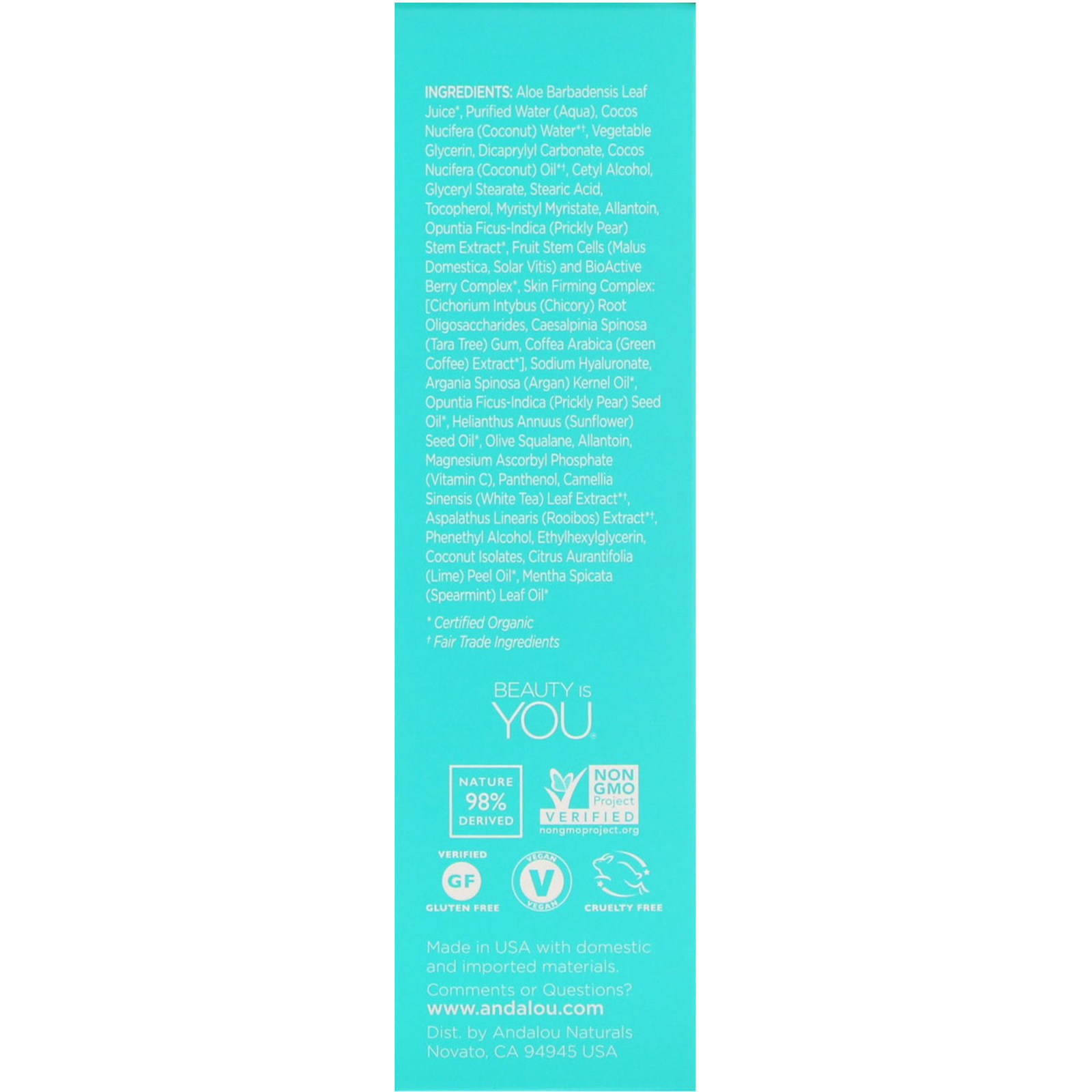 Andalou Naturals, Creme Diurno Visivelmente Firme de Água de Coco, Refrescante, 1,7 fl oz (50 g) - Imagem 2