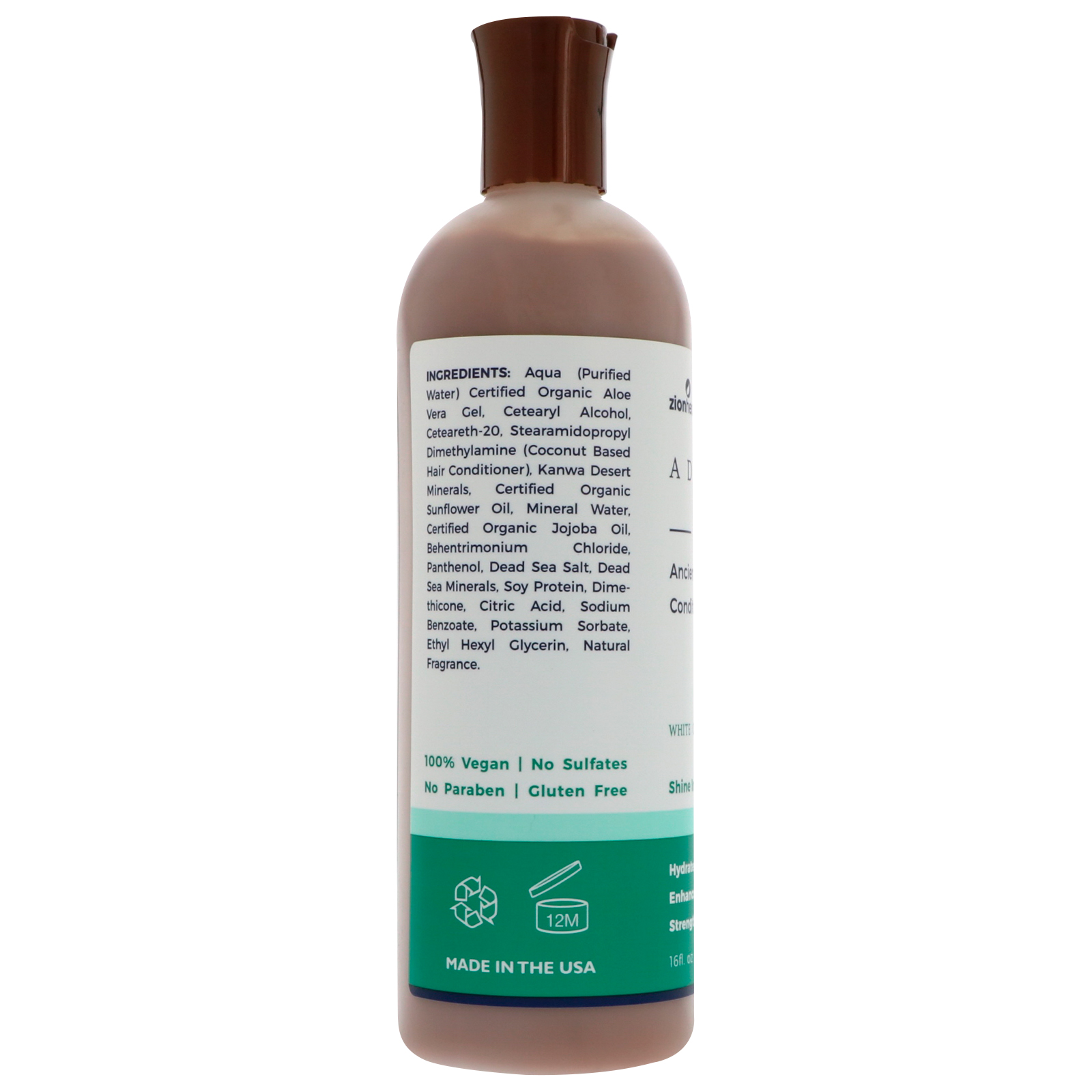 Zion Health, Adama, Condicionador de Minerais Antigos, Coco Branco, 16 fl oz (473 ml) - Imagem 3