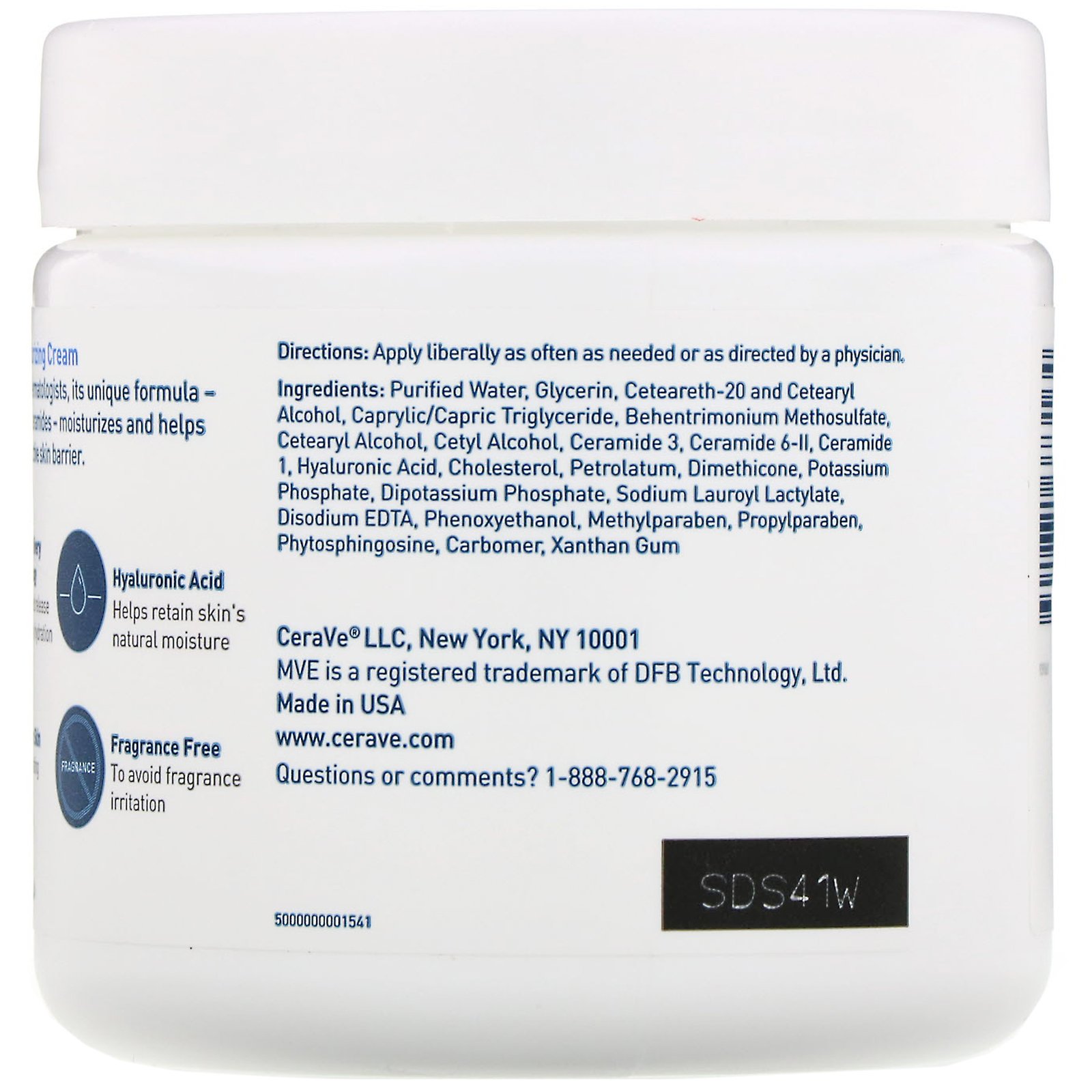 CeraVe, Creme Hidratante, 453 g (16 oz) - Imagem 2
