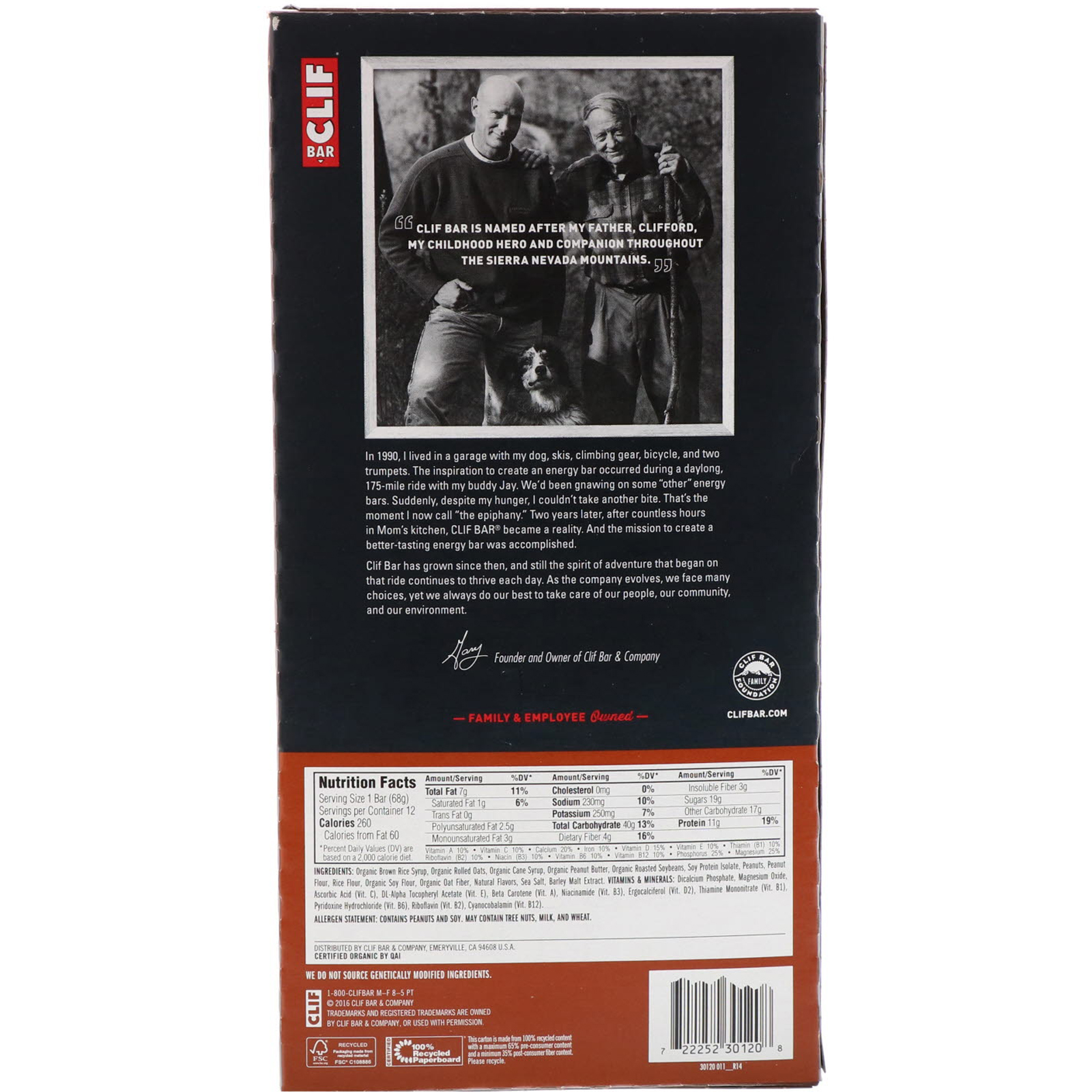 Clif Bar, Barra Energética, Manteiga de Amendoim Crocante, 12 Barras, 68 g (2,40 oz) Cada - Imagem 3