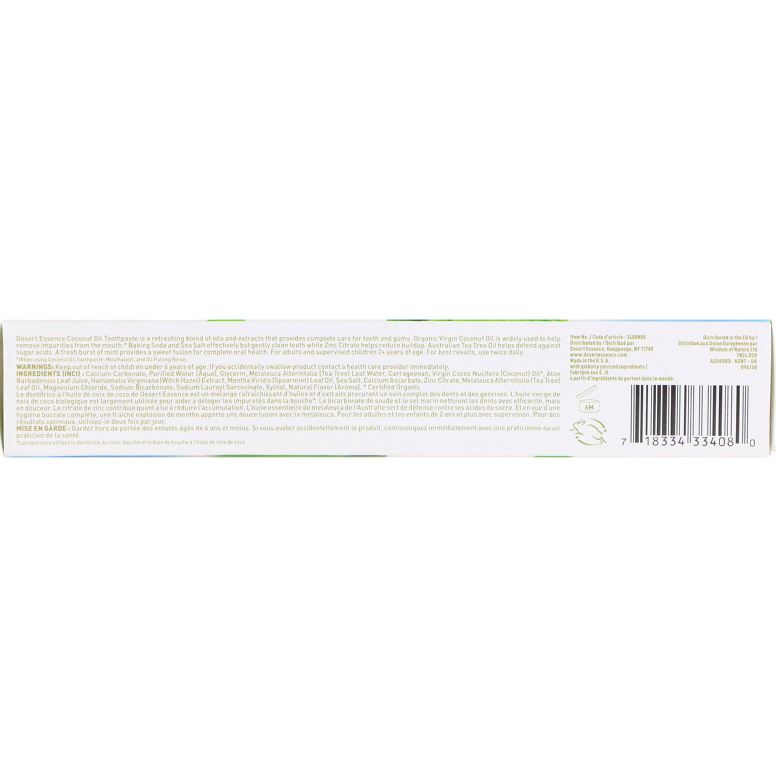 Desert Essence, Creme dental com óleo de coco, coco e menta, 6,25 oz (176 g) - Imagem 2