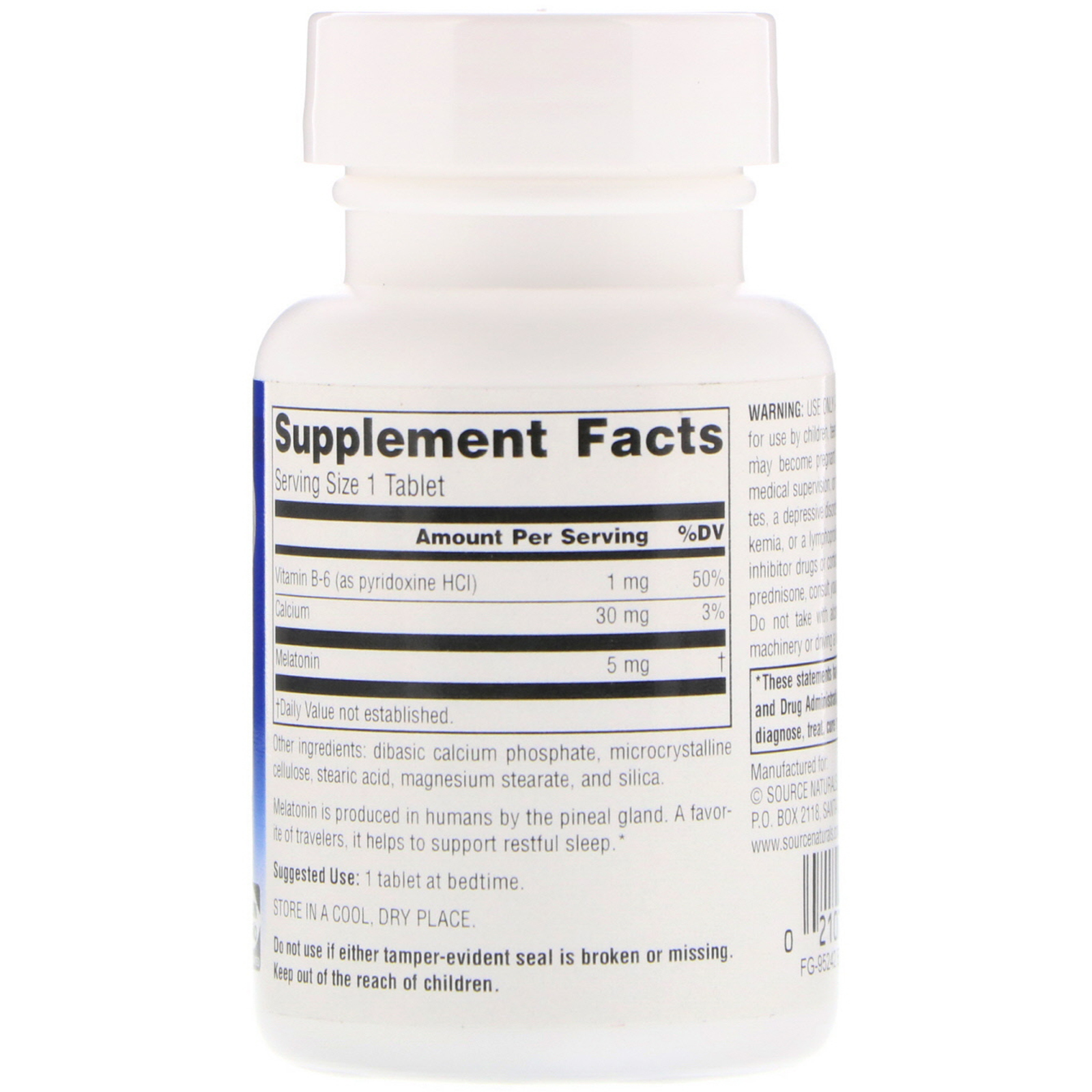 Source Naturals, Melatonina, 5 mg, 120 Tabletes - Imagem 2