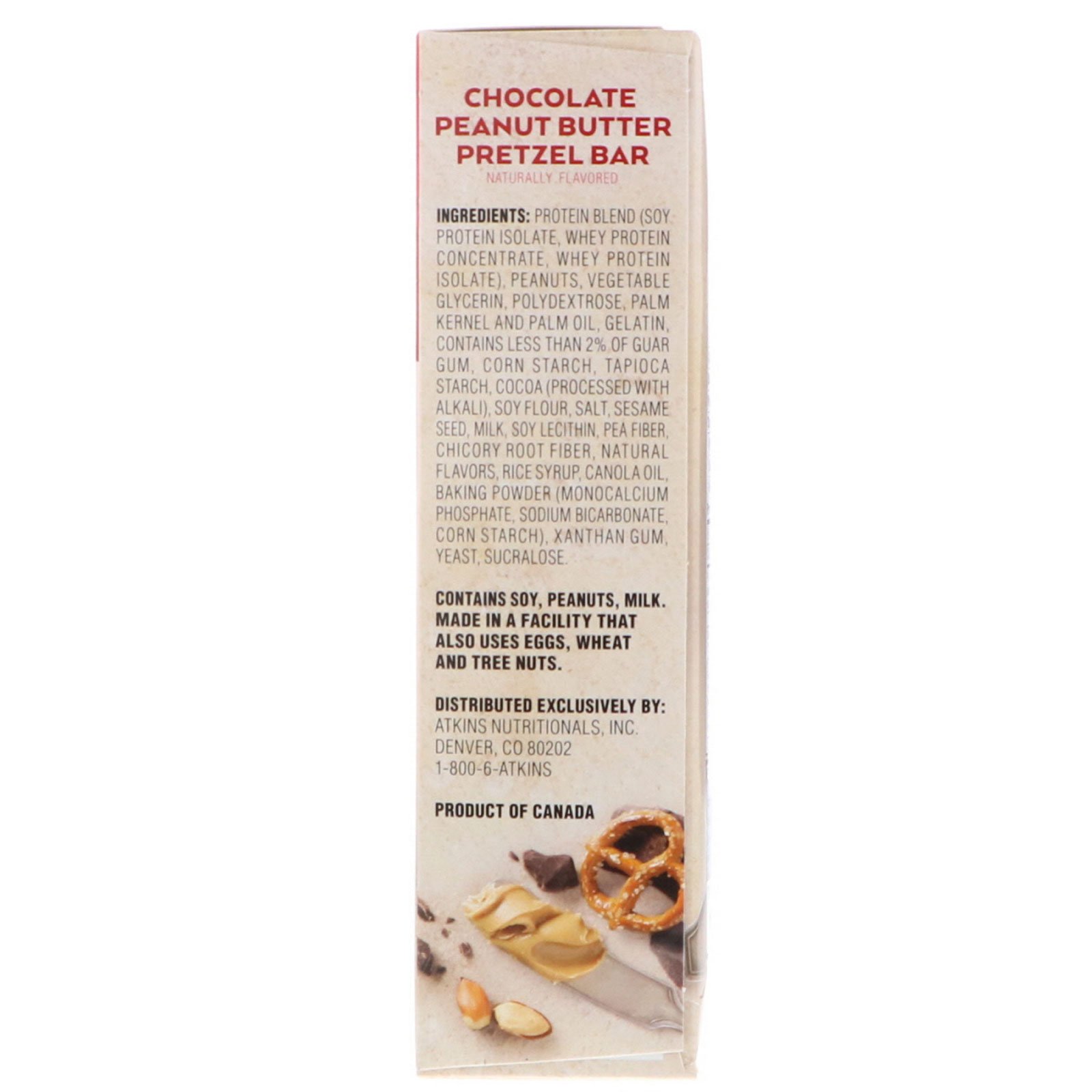 Atkins, Barra de Pretzel de Manteiga de Amendoim e Chocolate, 5 Barras, 48 g (1,69 oz) Cada - Imagem 3