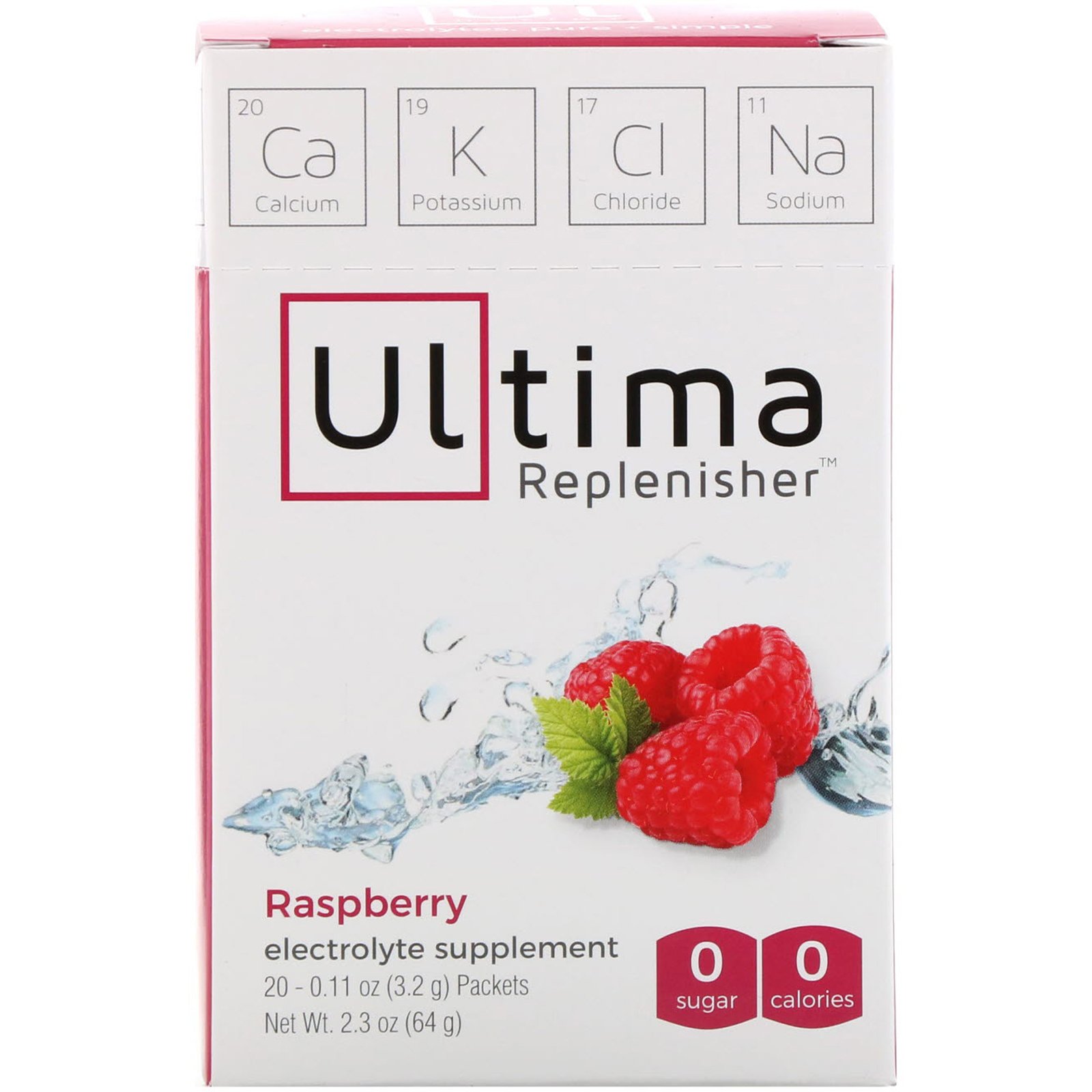 Ultima Replenisher, Suplemento Eletrolítico, Framboesa, 20 Pacotes, 3,2 g (0,11 oz) Cada