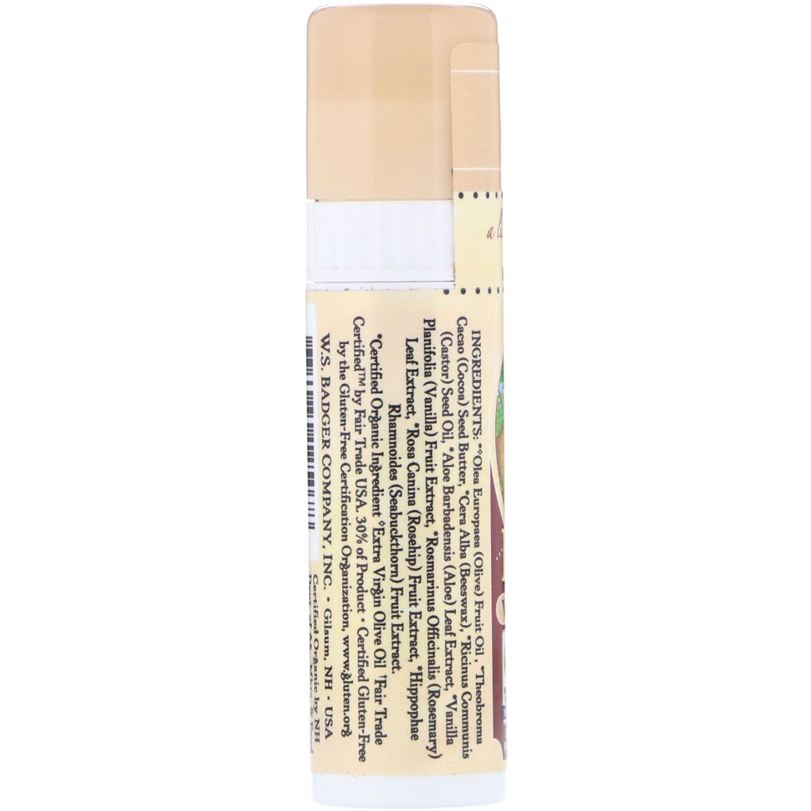 Badger Company, Organic, Cocoa Butter Lip Balm, Vanilla Bean, .25 oz (7 g) - Imagem 2