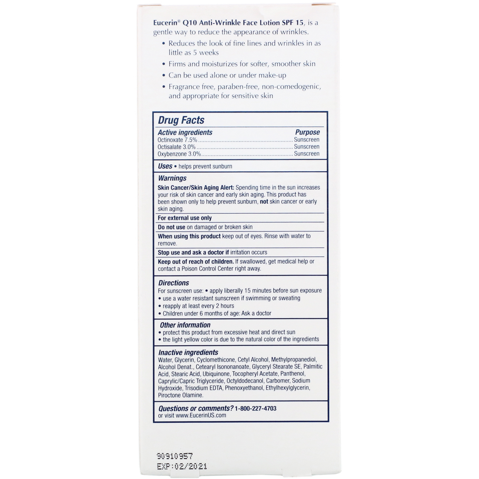 Eucerin, Q10 Loção Anti-Idade Pele Sensível, Protetor Solar SPF 15 , 4 fl oz (118 ml) - Imagem 3