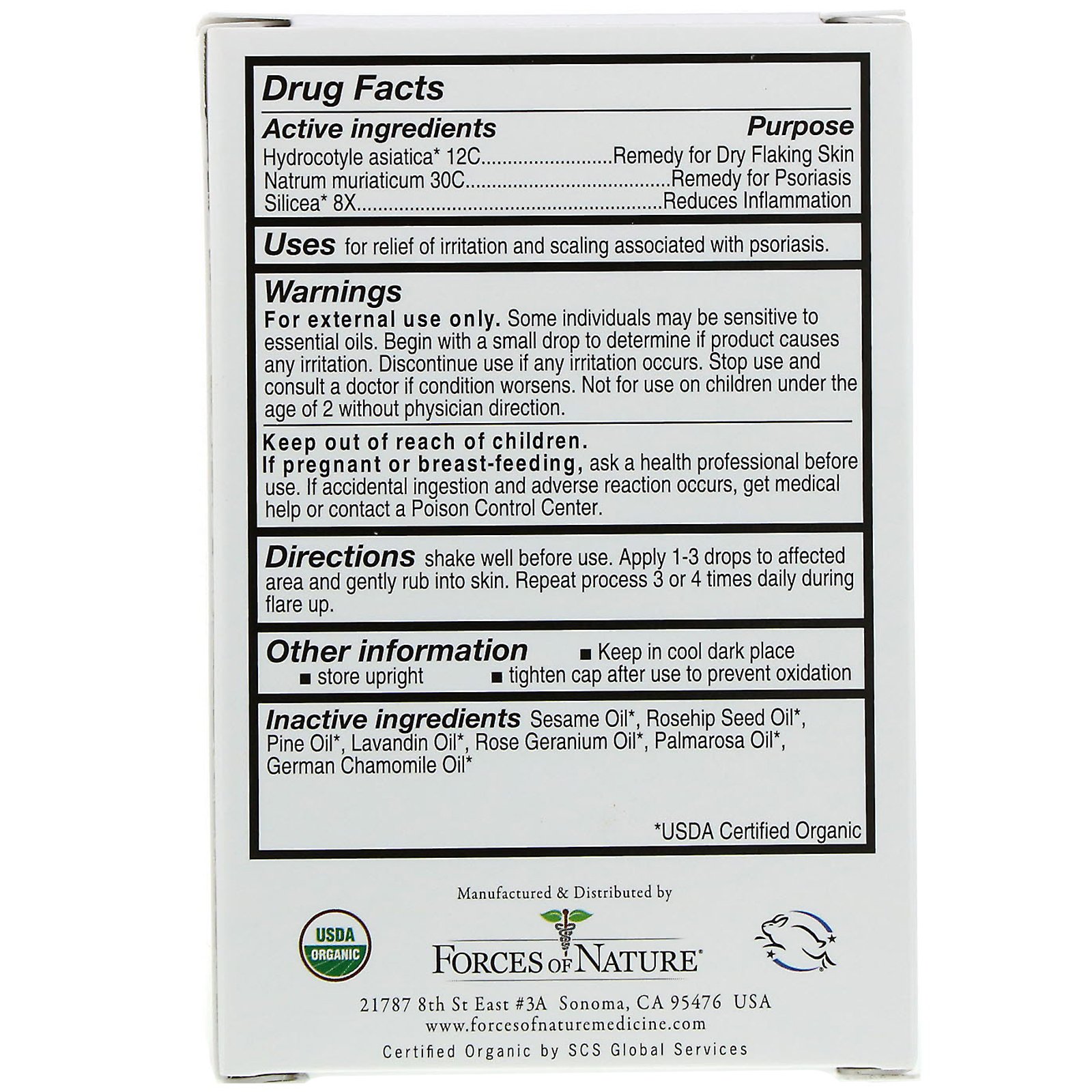 Forces of Nature, Alívio à Psoríase, 0,37 oz (11 ml) - Imagem 2