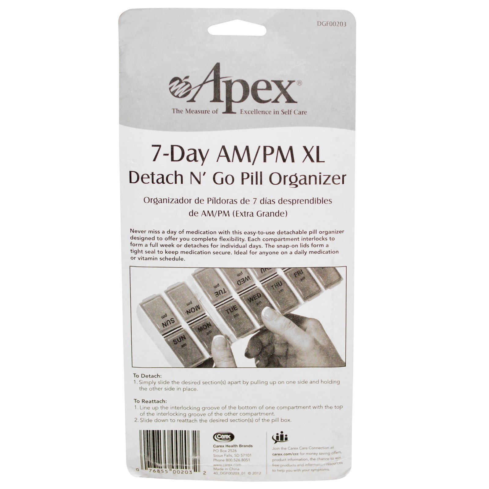 Apex, 7 Dias Manhã/Noite, Extra-Grande, 1 Porta-Comprimido - Imagem 2
