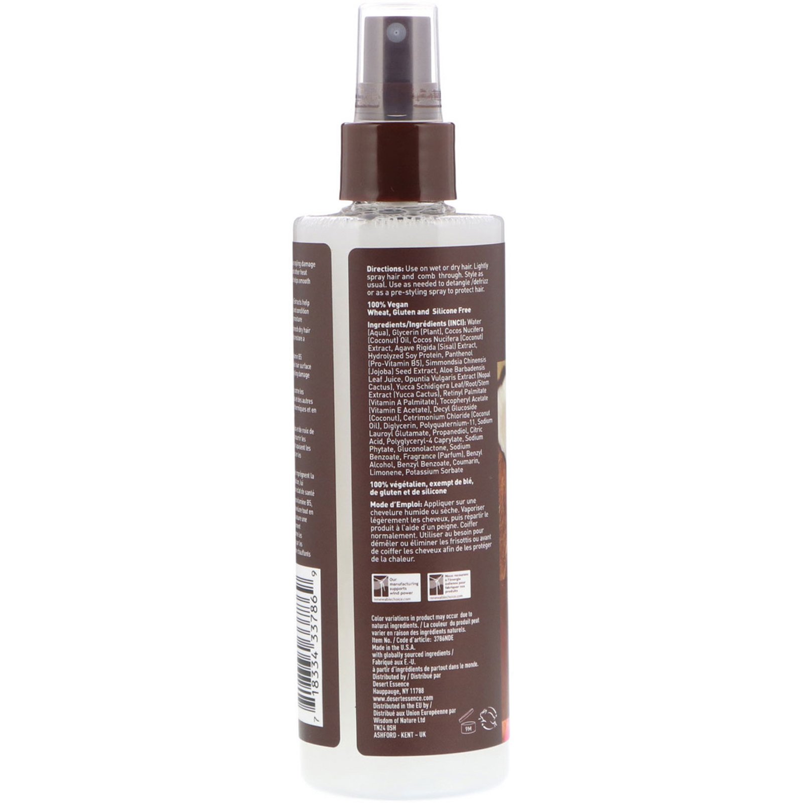 Desert Essence, Antifrizz e Protetor Térmico para Cabelos de Coco, 237 ml (8,5 oz) - Imagem 2