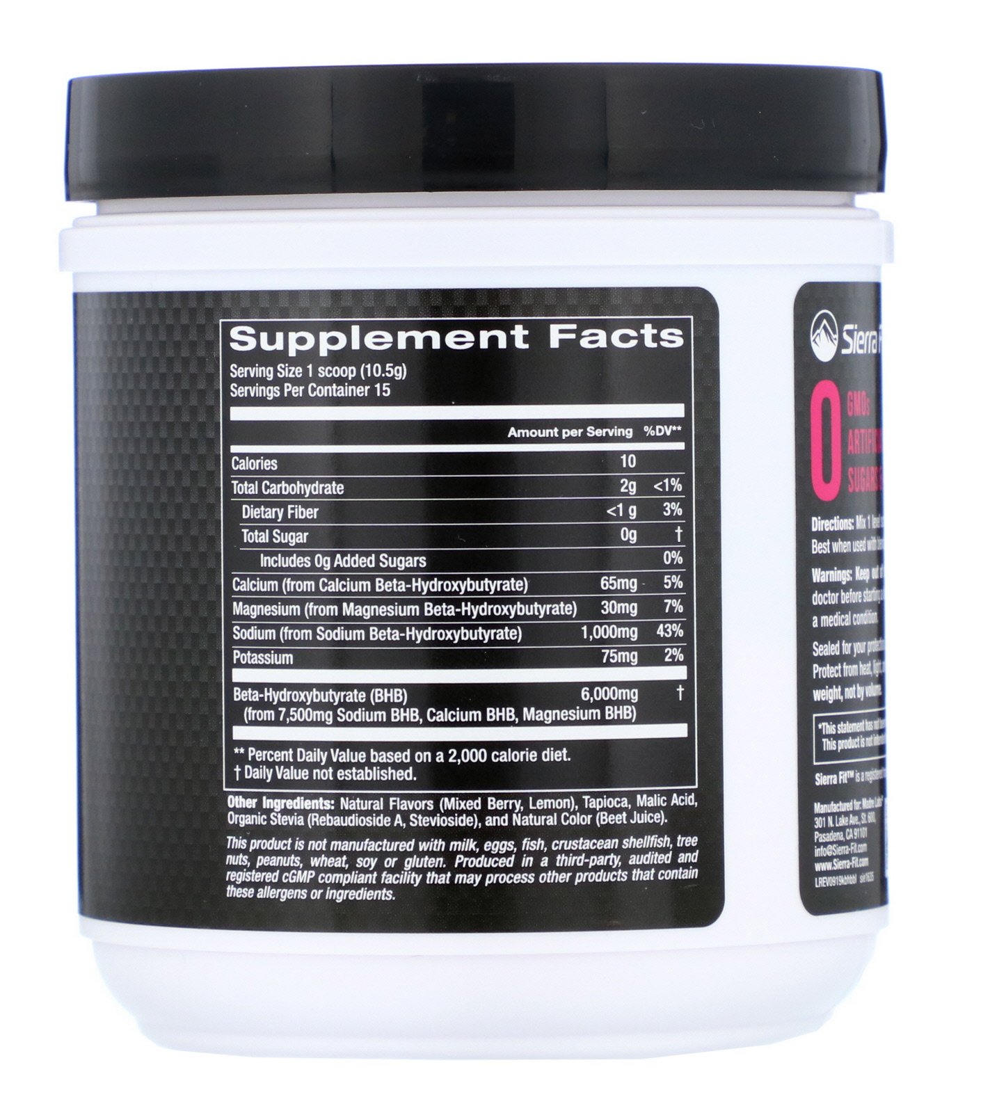 Sierra Fit, BHB Cetogênico em Pó, Beta-Hidroxibutírico, Limonada com Frutos Silvestres, 158 g (5,55 oz) - Imagem 2
