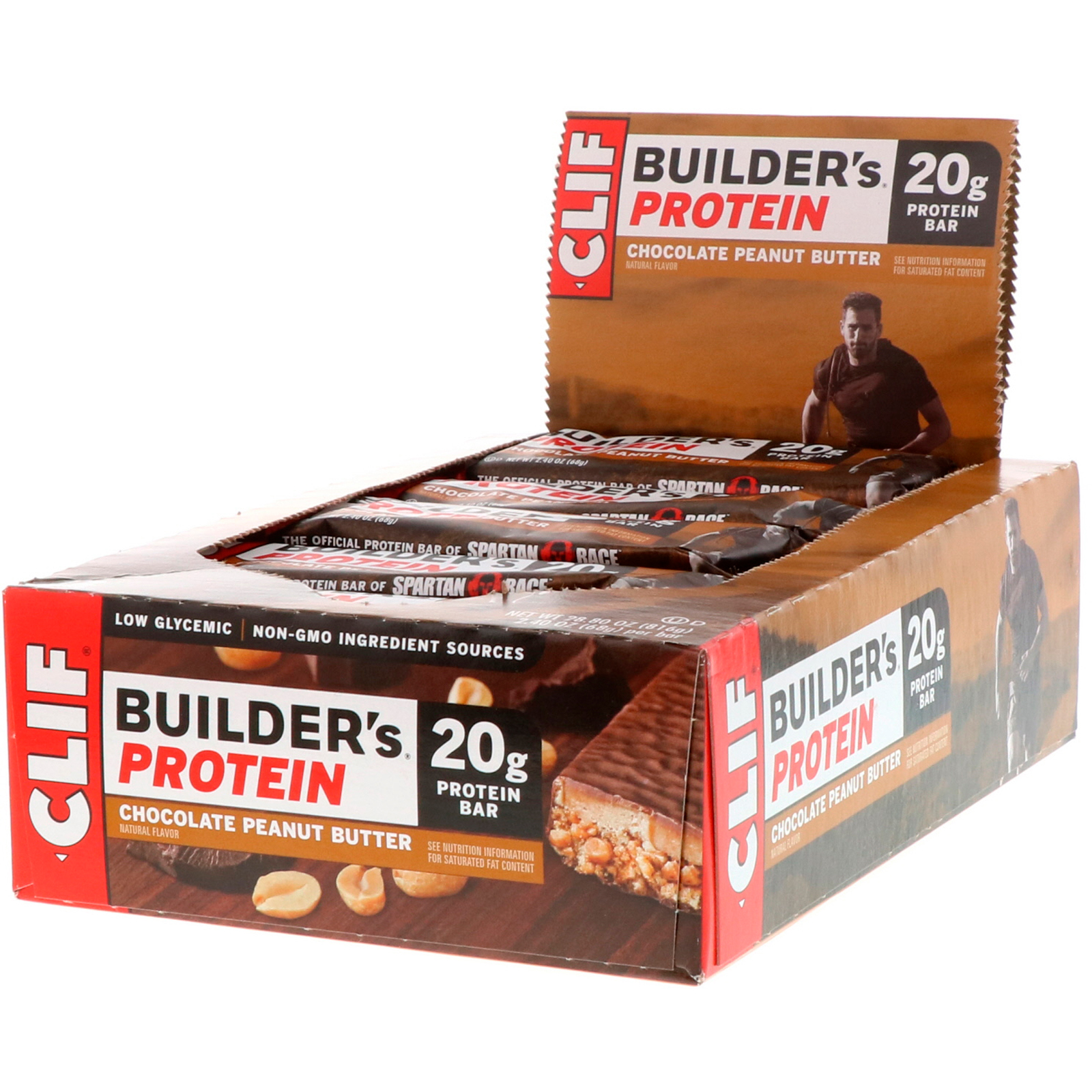 Clif Bar, Barra de Proteínas Builder's, Chocolate Manteiga de Amendoim, 12 Barras, 68 g (2,40 oz) Cada