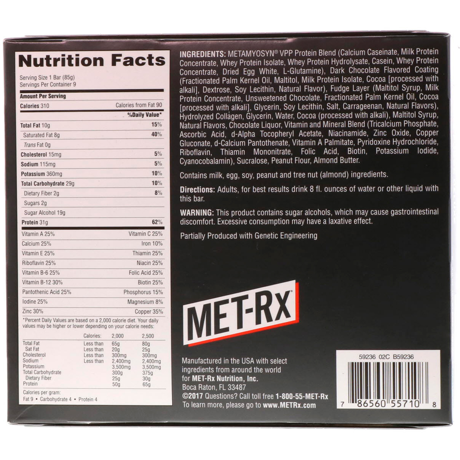 MET-Rx, PROTEIN PLUS Bar, Chocolate Fudge Deluxe, 9 Bars, 3.0 oz (85 g) Each - Imagem 3