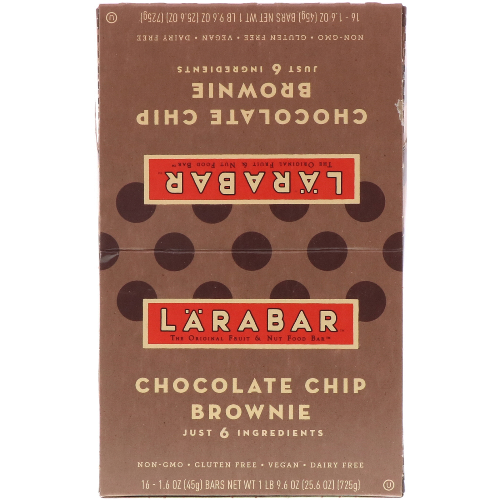 Larabar, The Original Fruit & Nut Food Bar, Chocolate Chip Brownie, 16 Bars, 1.6 oz (45 g) Each - Imagem 2