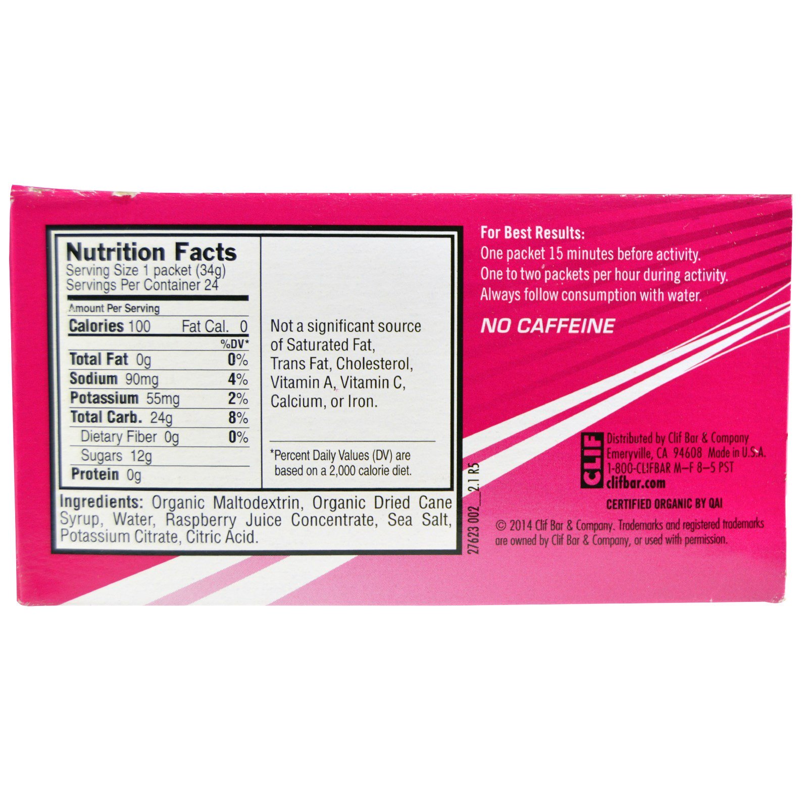 Clif Bar, Dose de Gel Energizante, Razz, 24 Pacotes, 1.2 oz (34 g) Cada - Imagem 2