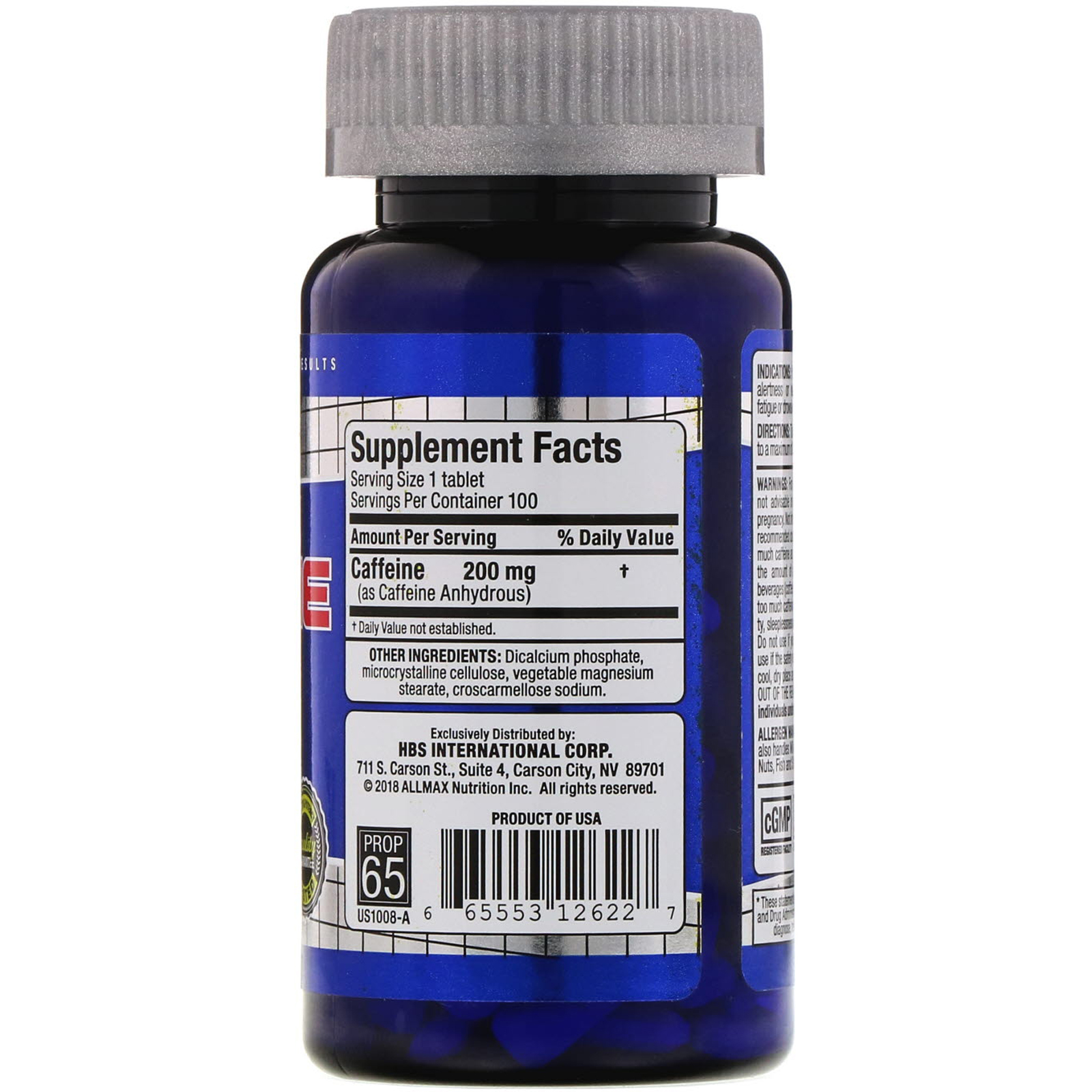 ALLMAX Nutrition, Cafeína, 200 mg, 100 Comprimidos - Imagem 2