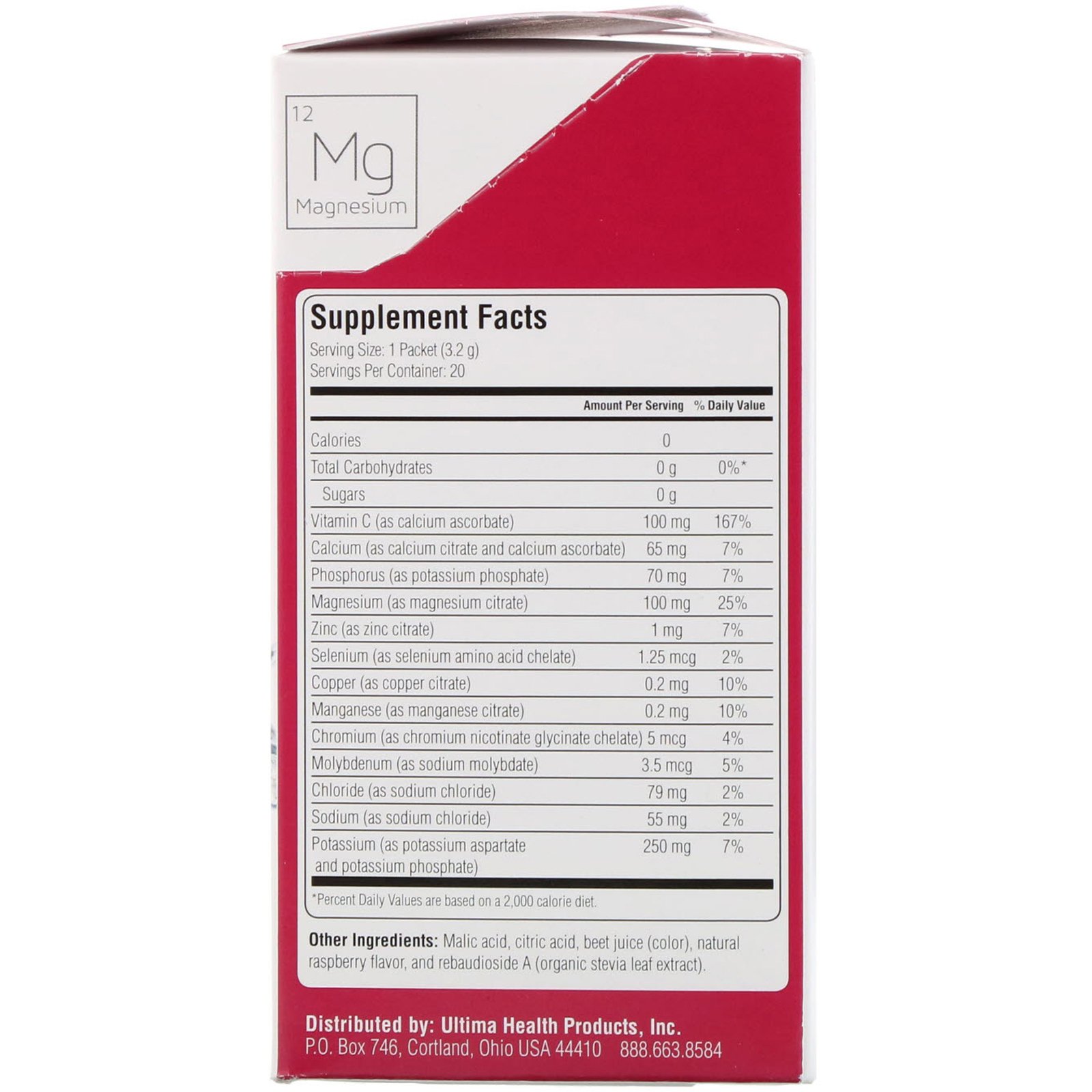 Ultima Replenisher, Suplemento Eletrolítico, Framboesa, 20 Pacotes, 3,2 g (0,11 oz) Cada - Imagem 2