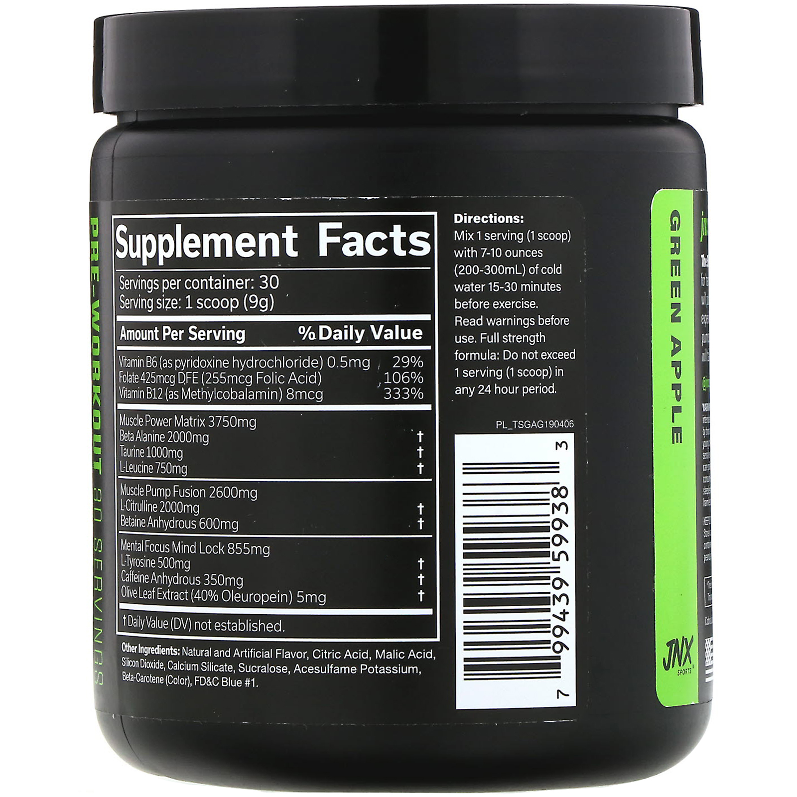 JNX Sports, The Shadow, Pré-treino, Maça Verde, 9,5 oz (270 g) - Imagem 2