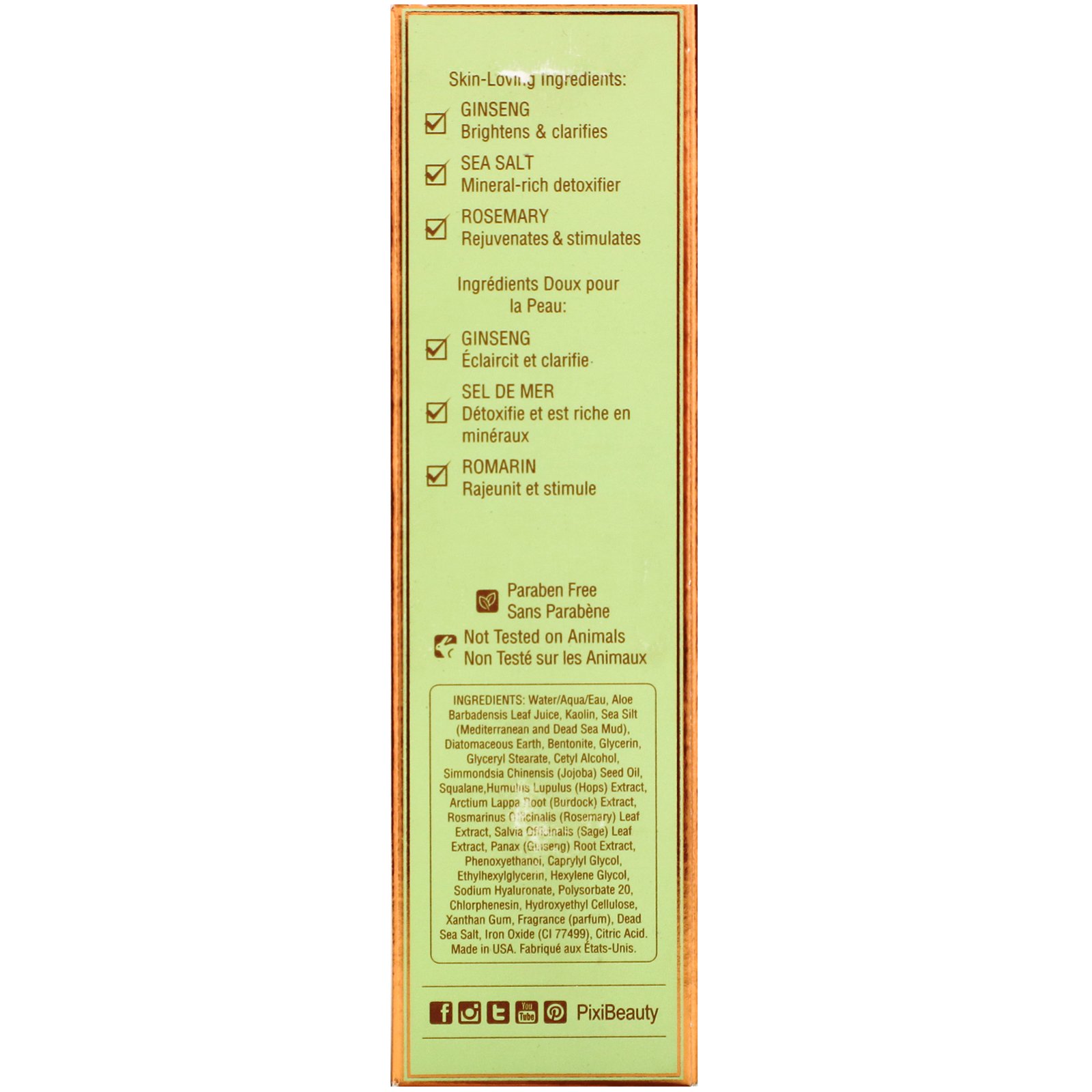 Pixi Beauty, Máscara de Argila Brilho, com Ginseng e Sal Marinho, 1,01 oz fl (30 ml) - Imagem 3