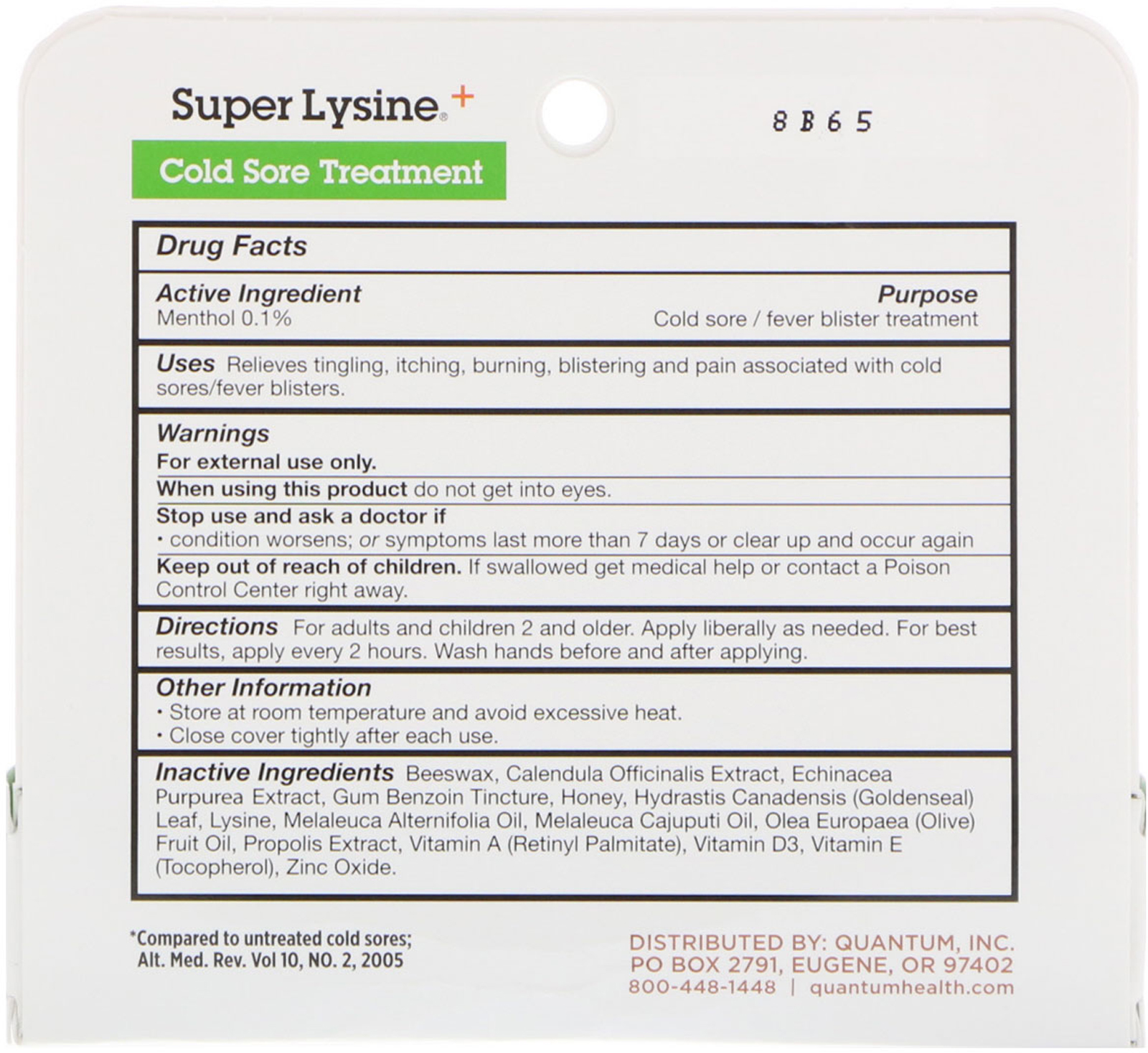 Quantum Health, Super Lisina + Tratamento para Queimaduras de Frio, 0,75 oz (21 g) - Imagem 2