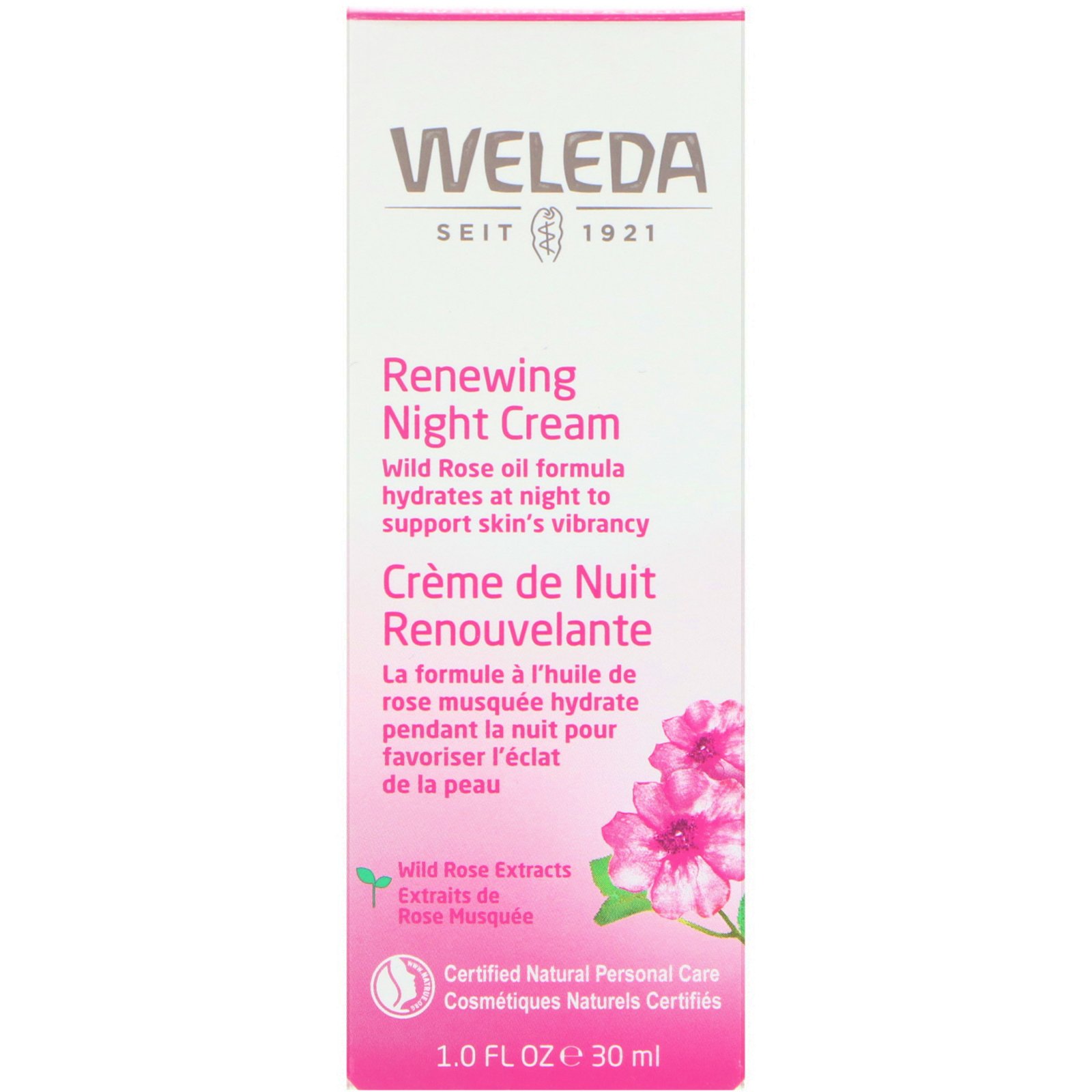 Weleda, Creme noturno renovador, Extrato de Rosas Selvagens, 1,0 fl oz (30 ml)