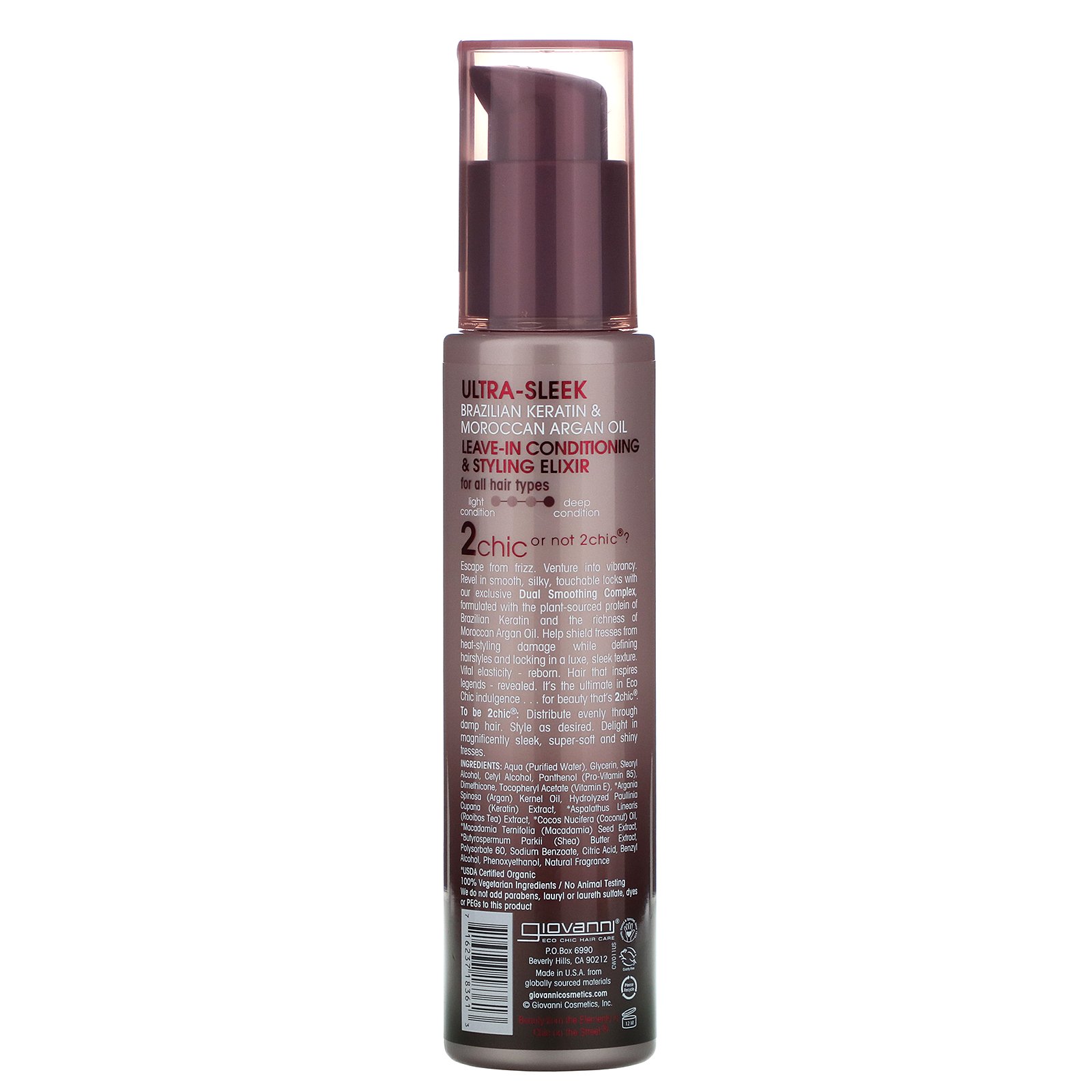 Giovanni, Condicionador e Elixir Ultra Macio, Queratina Brasileira e Óleo de Argan, 4 fl oz (118 ml) - Imagem 2