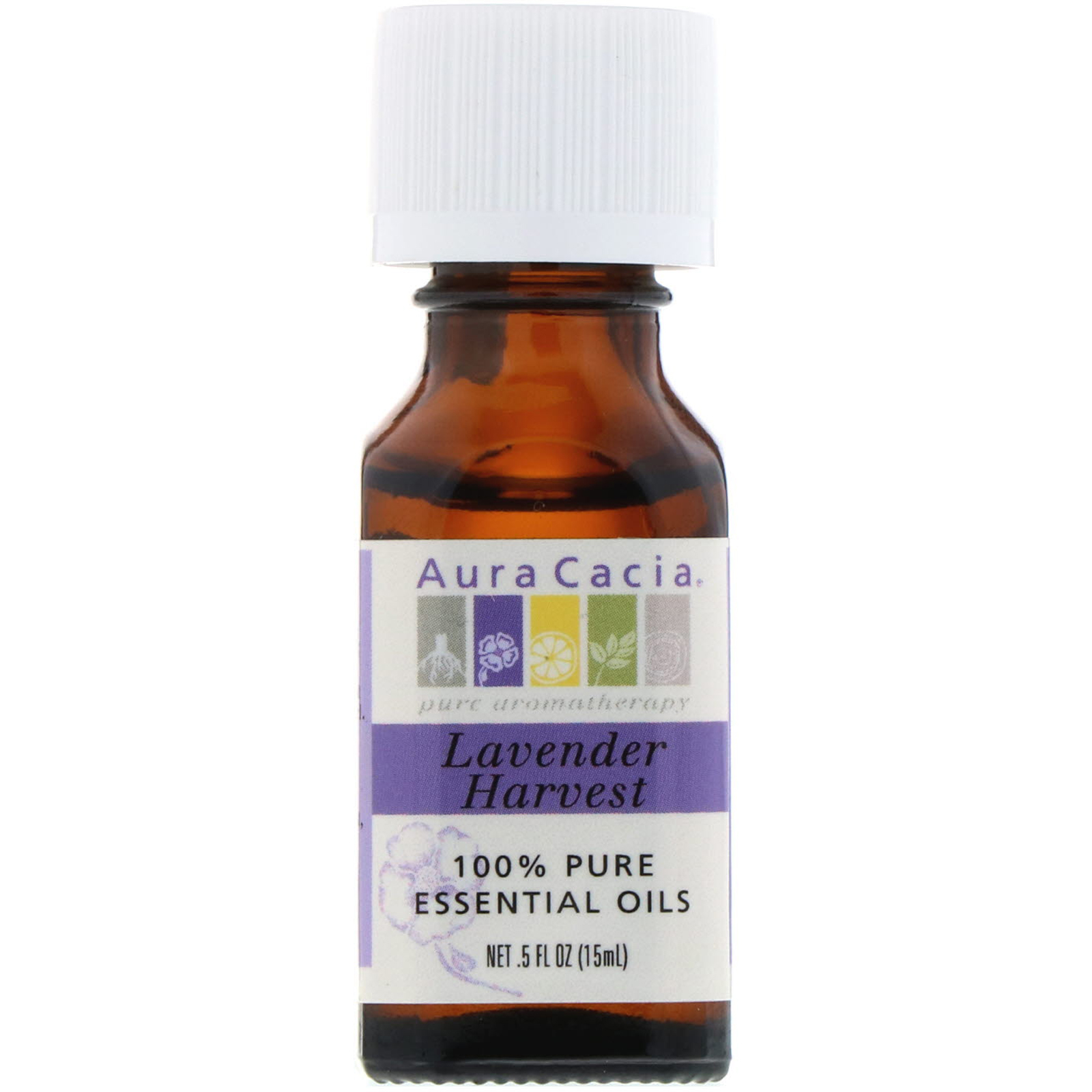 Aura Cacia, Óleos Essenciais 100% Puros, Lavanda da Colheita, .5 fl oz (15 ml)