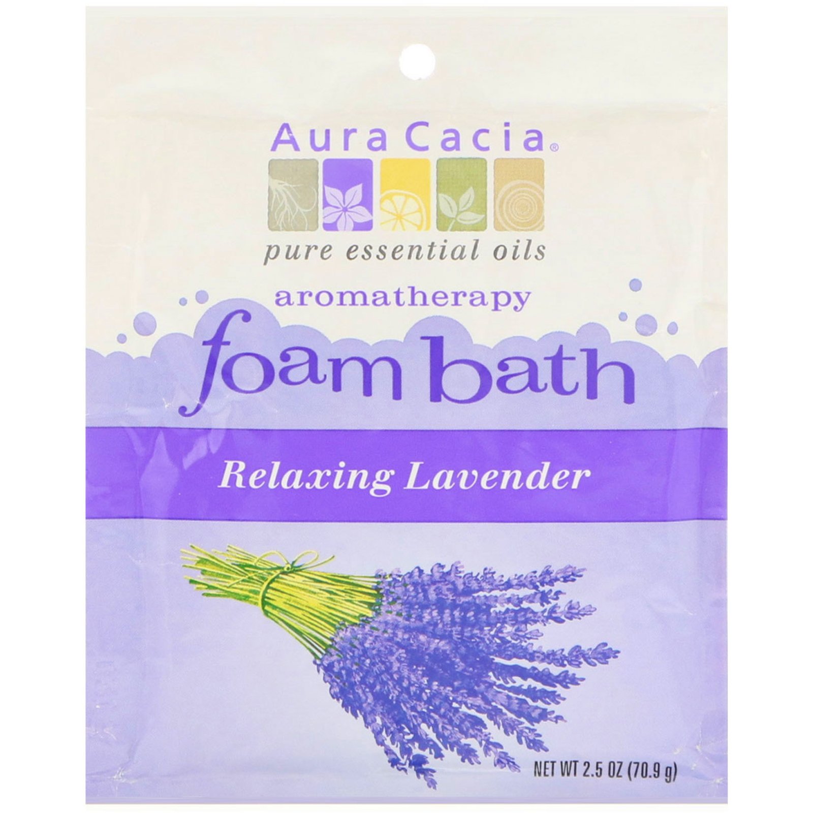 Aura Cacia, Banho de Espuma Aromaterápico, Lavanda Relaxante, 2.5 oz (70,9 g)