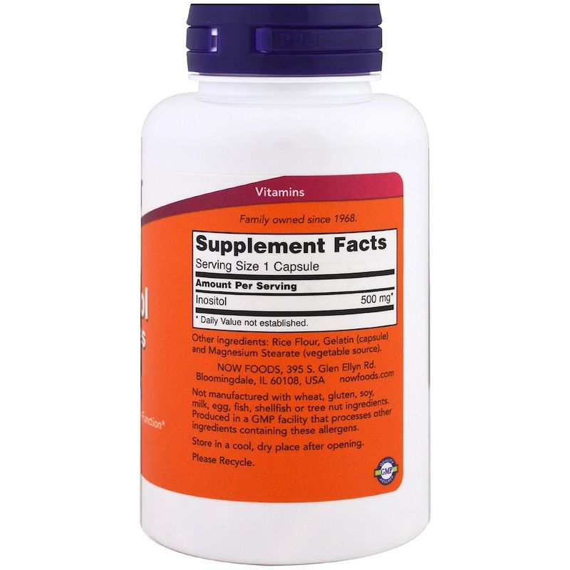 NOW Foods Inositol 500 mg - 100 Capsules - Imagem 2