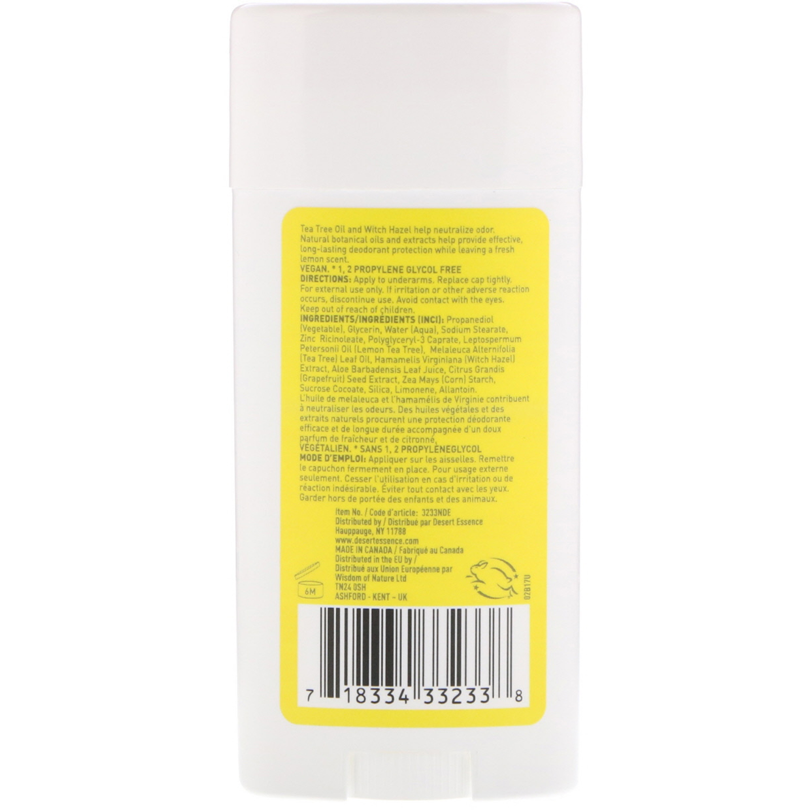 Desert Essence, Desodorante, Árvore do Chá e Limão, 2.5 oz (70 ml) - Imagem 2