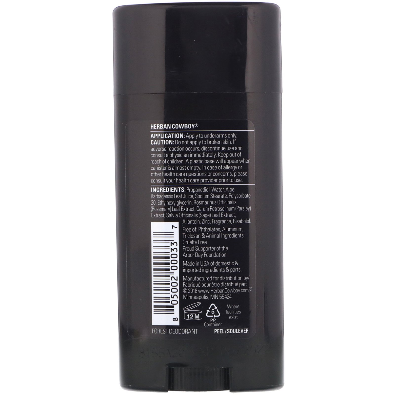 Herban Cowboy, Deodorant, Forest, 2.8 oz (80 g) - Imagem 2