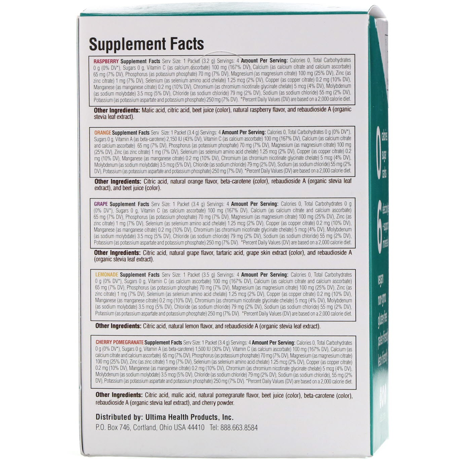 Ultima Replenisher, Electrolyte Supplement, Variety Pack, 20 Packets, 2.4 oz (68 g) - Imagem 2