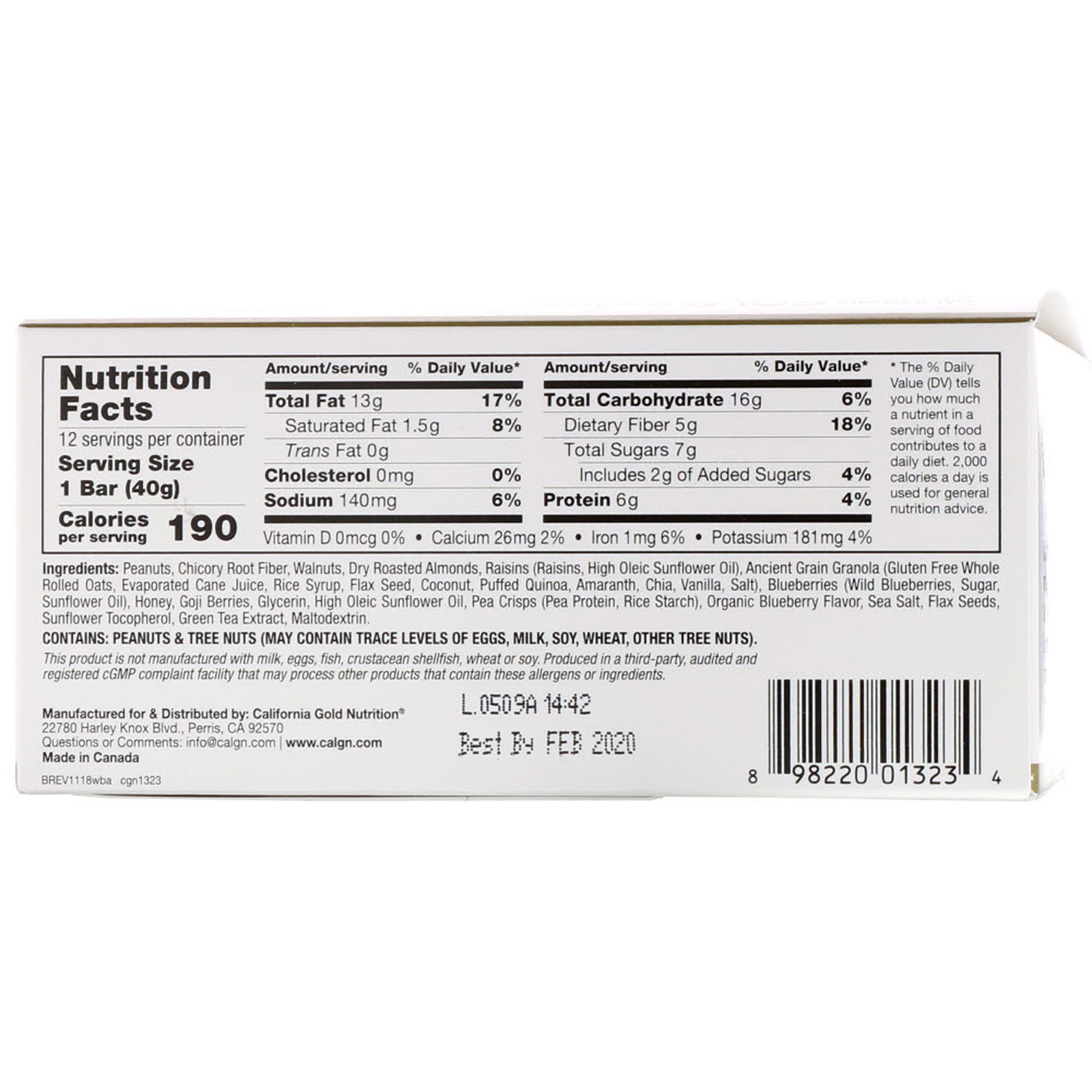 California Gold Nutrition, Alimentos, Barras de Mirtilo Silvestre e Granola de Amêndoa, 12 Barras, 1,4 oz (40 g) Cada - Imagem 3