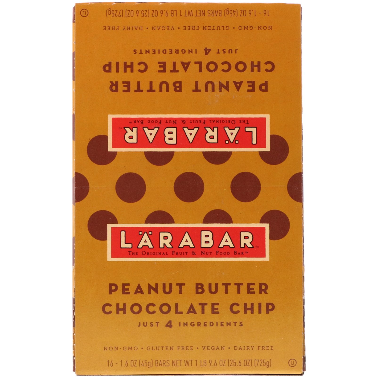 Larabar, The Original Fruit & Nut Food Bar, Peanut Butter Chocolate Chip, 16 Bars, 1.6 oz (45 g) Each - Imagem 2