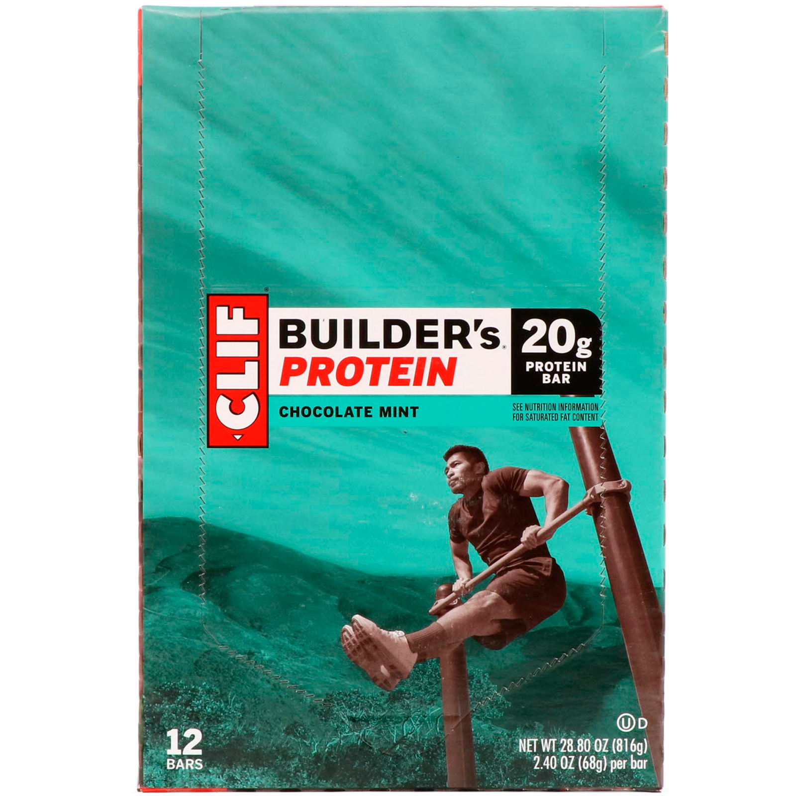 Clif Bar, Builder's Protein Bar, Hortelã Chocolate, 12 Barras, 68 g (2,40 oz) Cada - Imagem 2