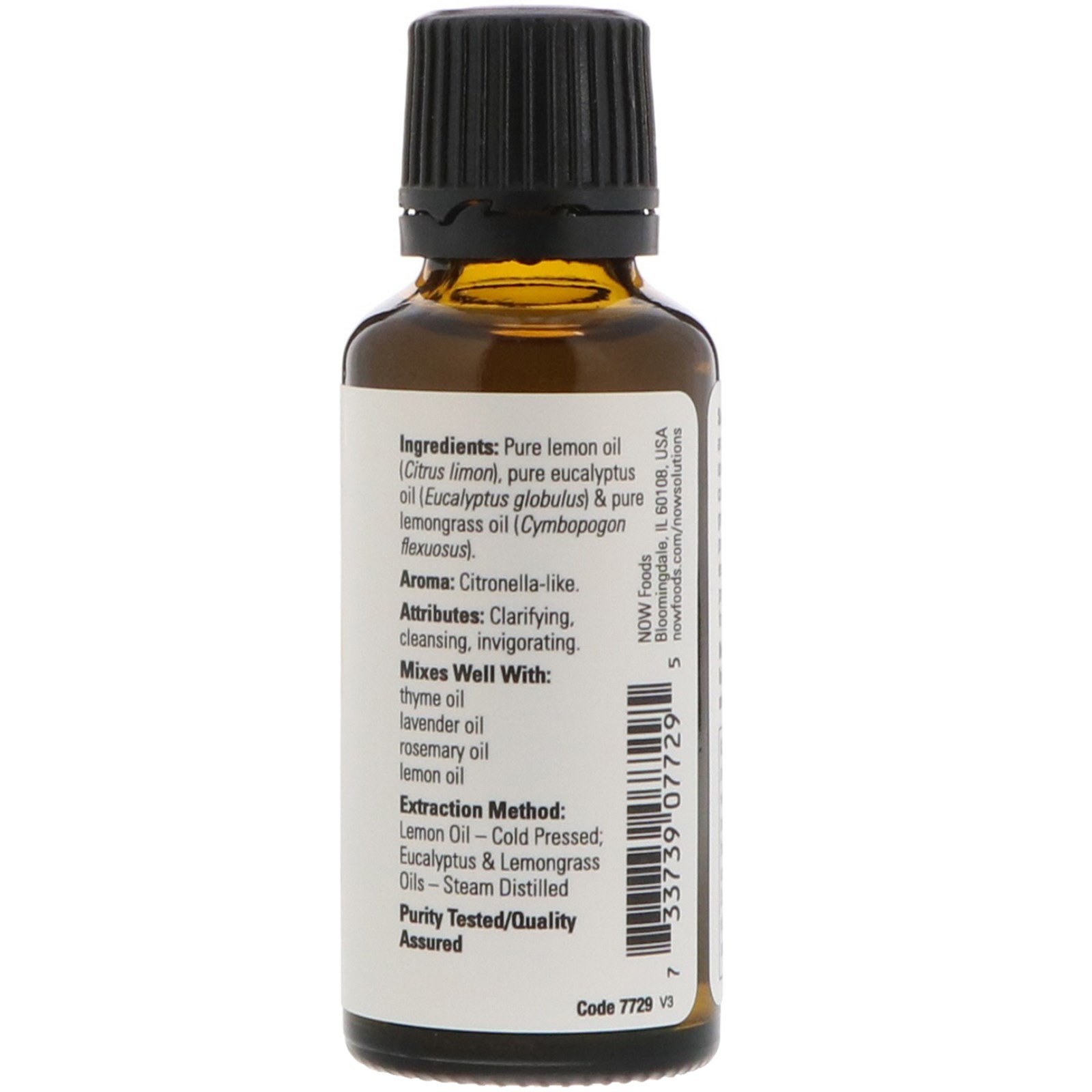 Now Foods, Essential Oils, Lemon & Eucalyptus Blend, 1 fl oz (30 ml) - Imagem 2