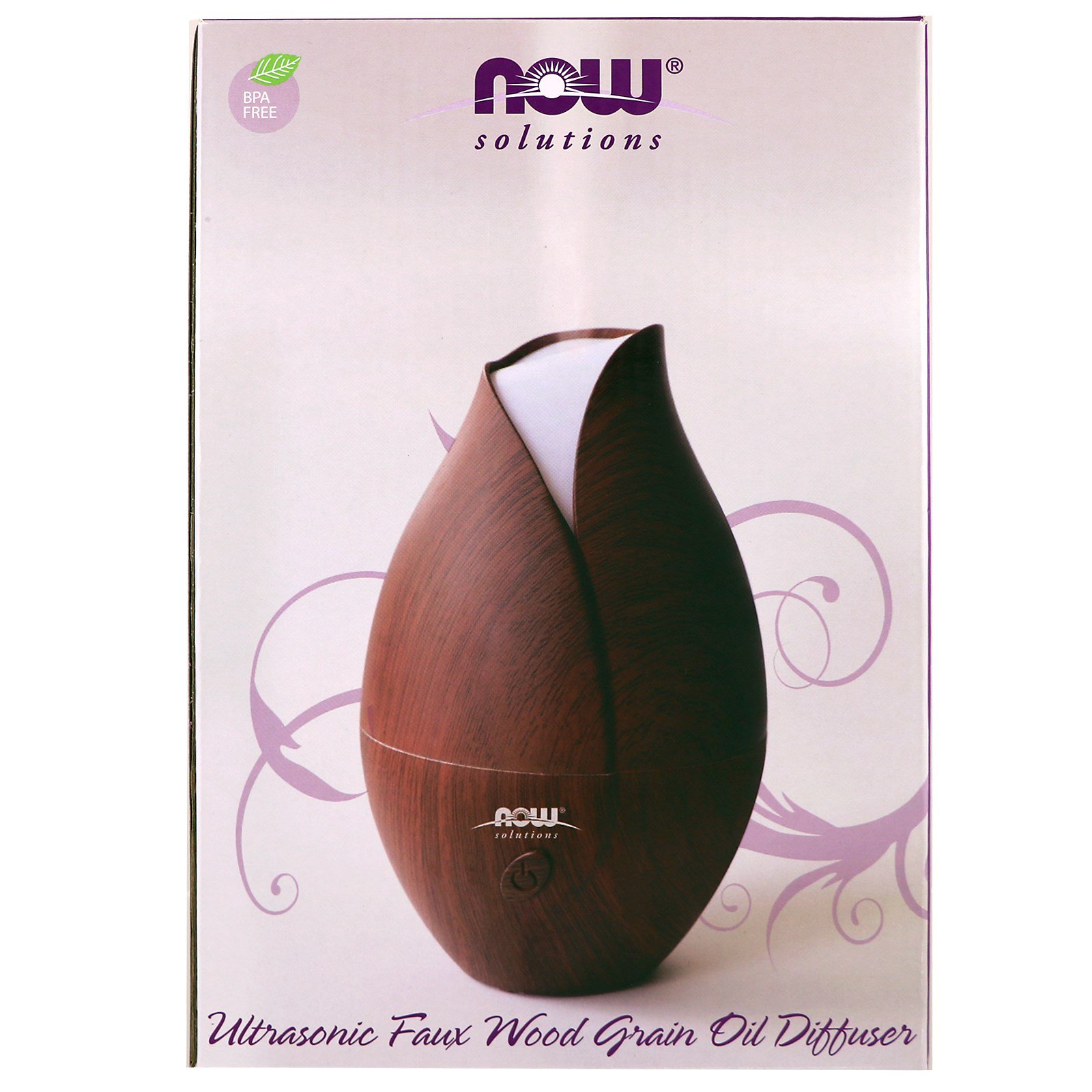 Now Foods, Solutions, Difusor de Óleo Ultrassônico de Madeira Texturizada Falsa, 1 Peça - Imagem 2
