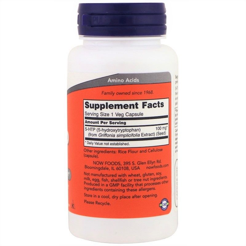 NOW Foods 5-HTP 100 mg - 60 Veg Capsules - Imagem 2