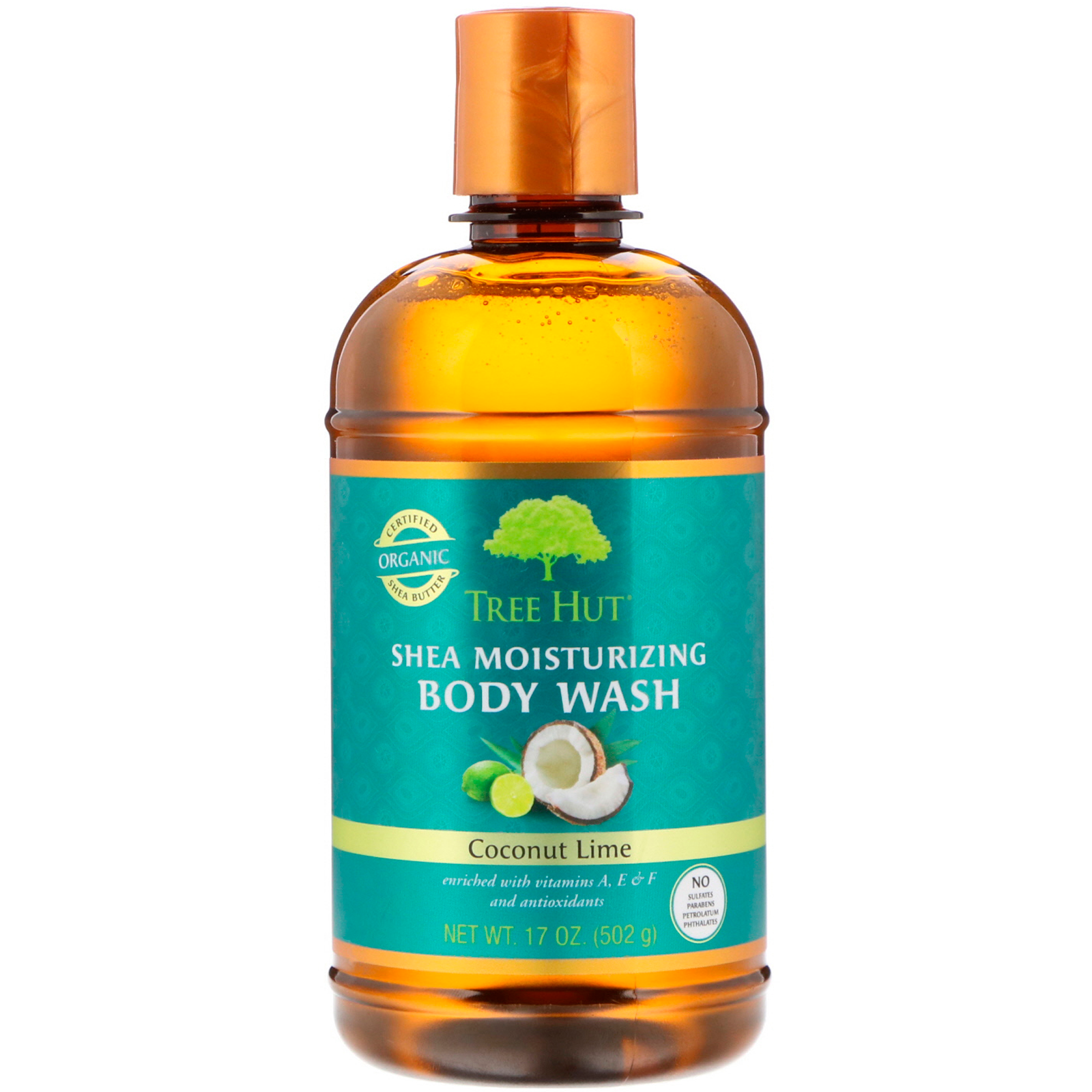Tree Hut, Sabonete Líquido Hidratante Corporal de Manteiga de Karité, Lima e Coco, 17 fl oz (502 g)