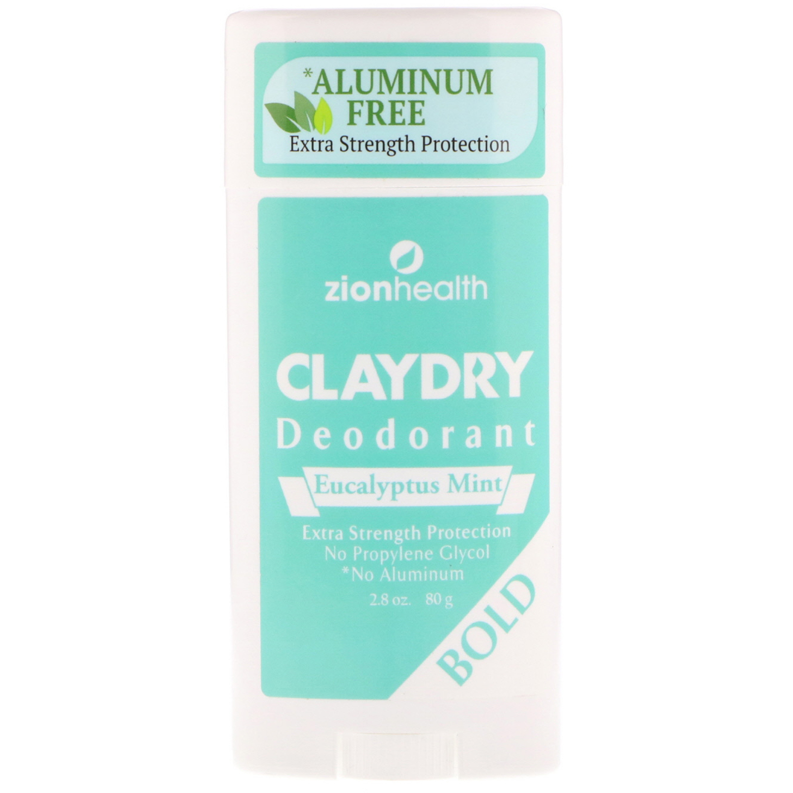 Zion Health, Forte, Desodorante ClayDry, Eucalipto e Menta, 2,8 oz (80 g)