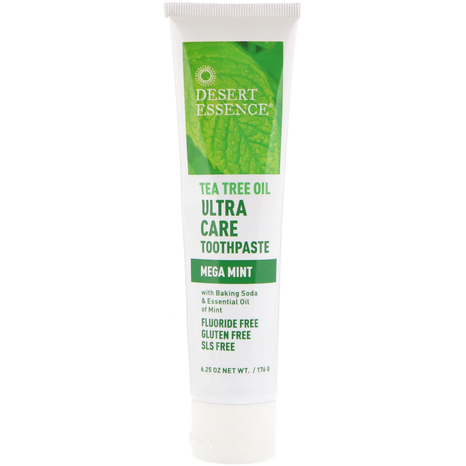 Desert Essence, Creme dental Ultra Care de óleo de melaleuca, Mega Menta, 6,25 oz (176 g) - Imagem 3