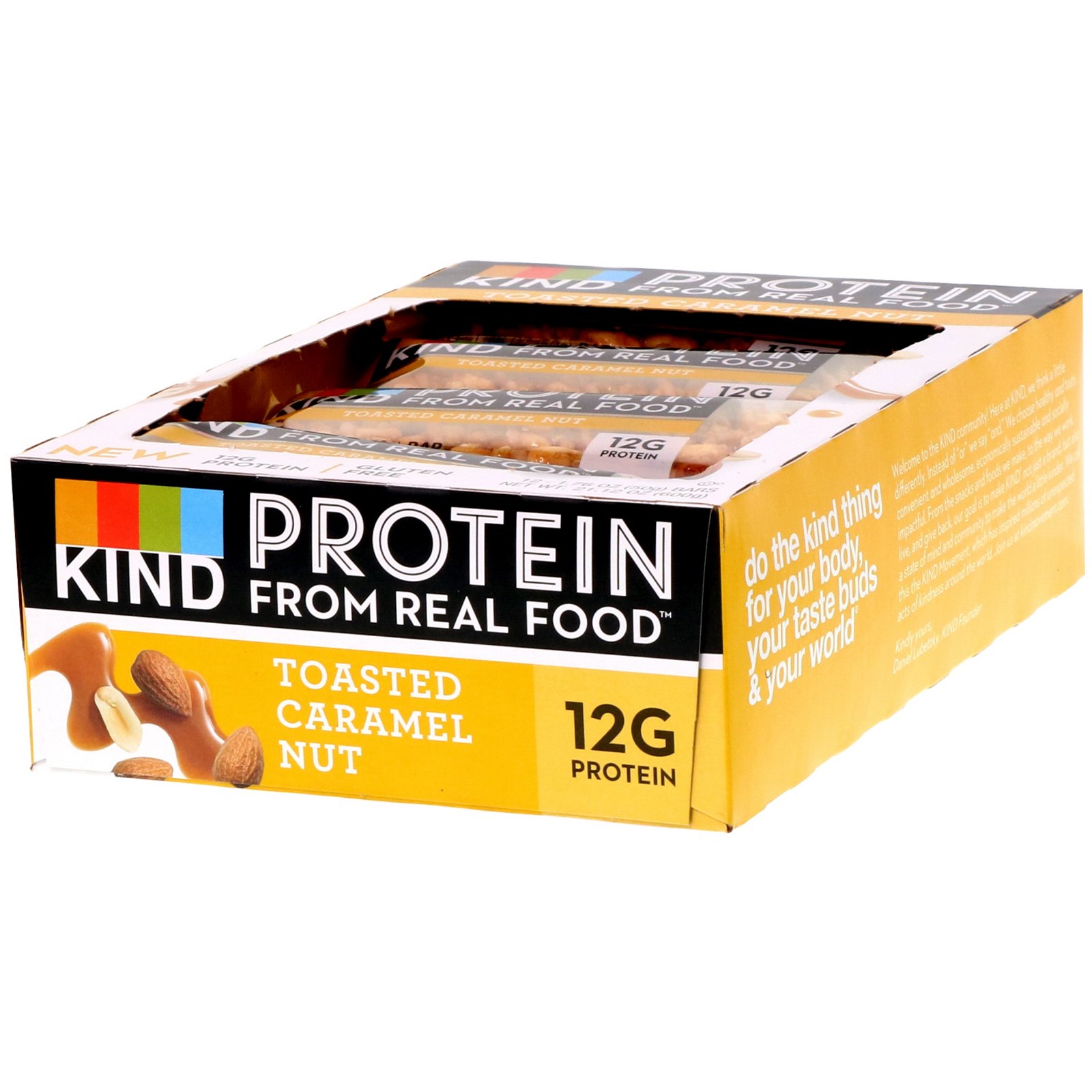 KIND Bars, Barras de Proteínas, Castanha Torrada Caramelizada, 12 Barras, 1,76 oz (50 g) Cada
