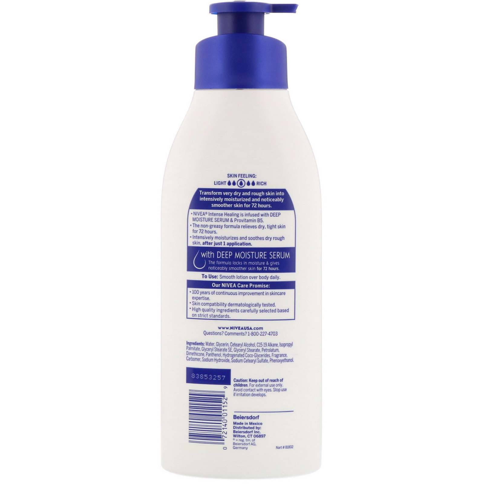 Nivea, Hidratação prolongada, loção corporal, pele seca e muito seca, 16,9 fl. oz. (500 mL) - Imagem 2
