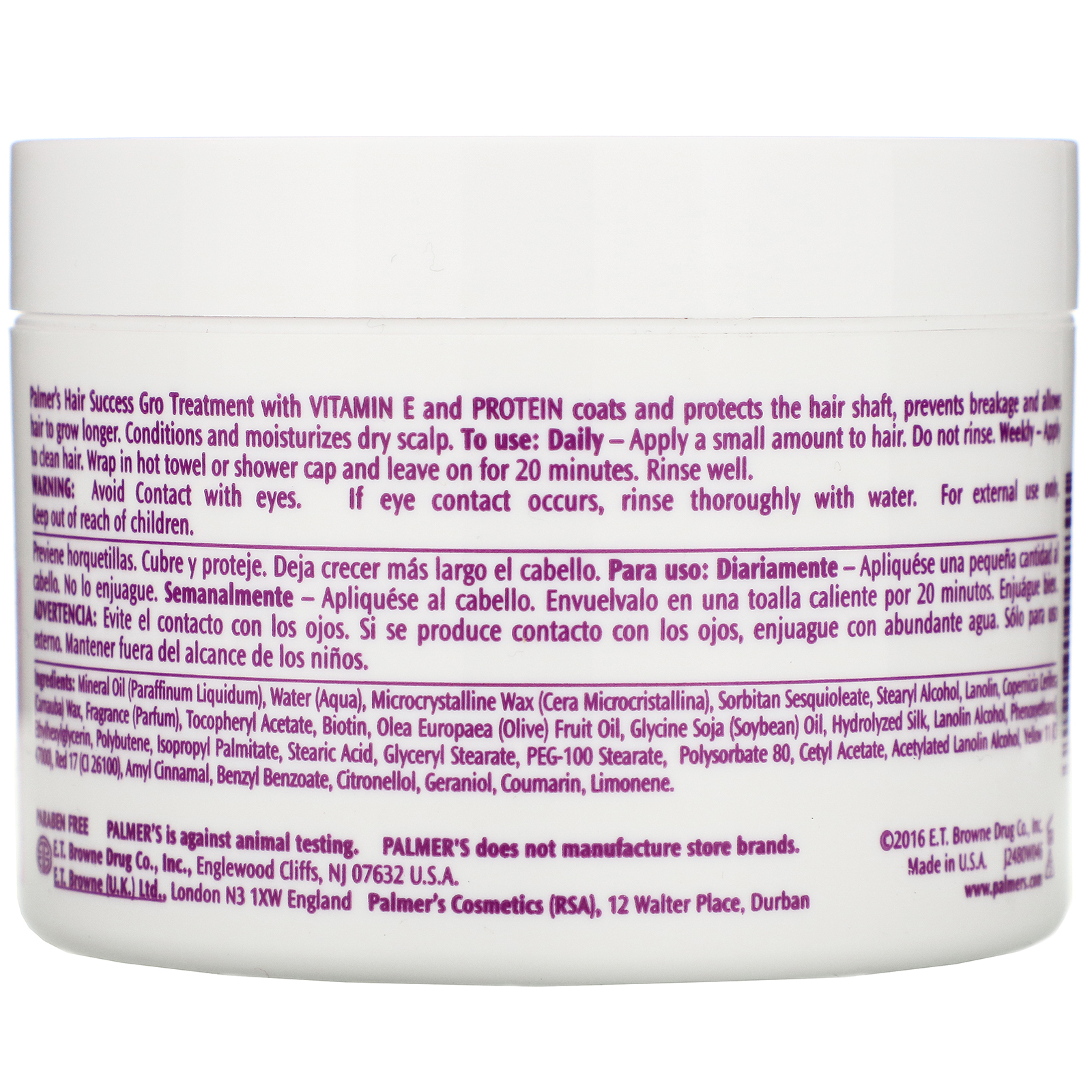 Palmer's, Hair Success, Tratamento de Crescimento, com Vitamina E, 200 g (7,5 oz) - Imagem 3
