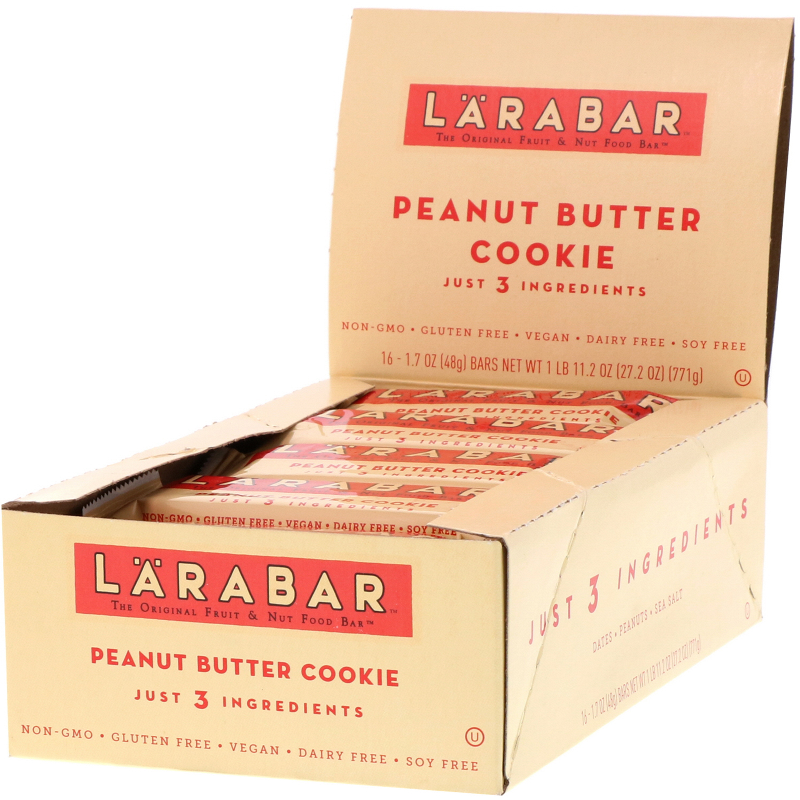 Larabar, The Original Fruit & Nut Food Bar, Peanut Butter Cookie, 16 Bars, 1.7 oz (48 g) Each